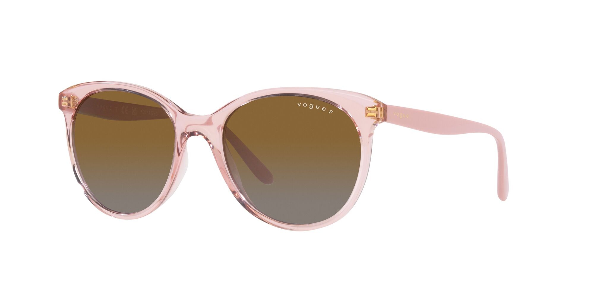 Occhiali da sole Vogue VO 5453S (2942T5) colore rosa trasparente forma pantos lenti polarizzata grigio sfumato marrone