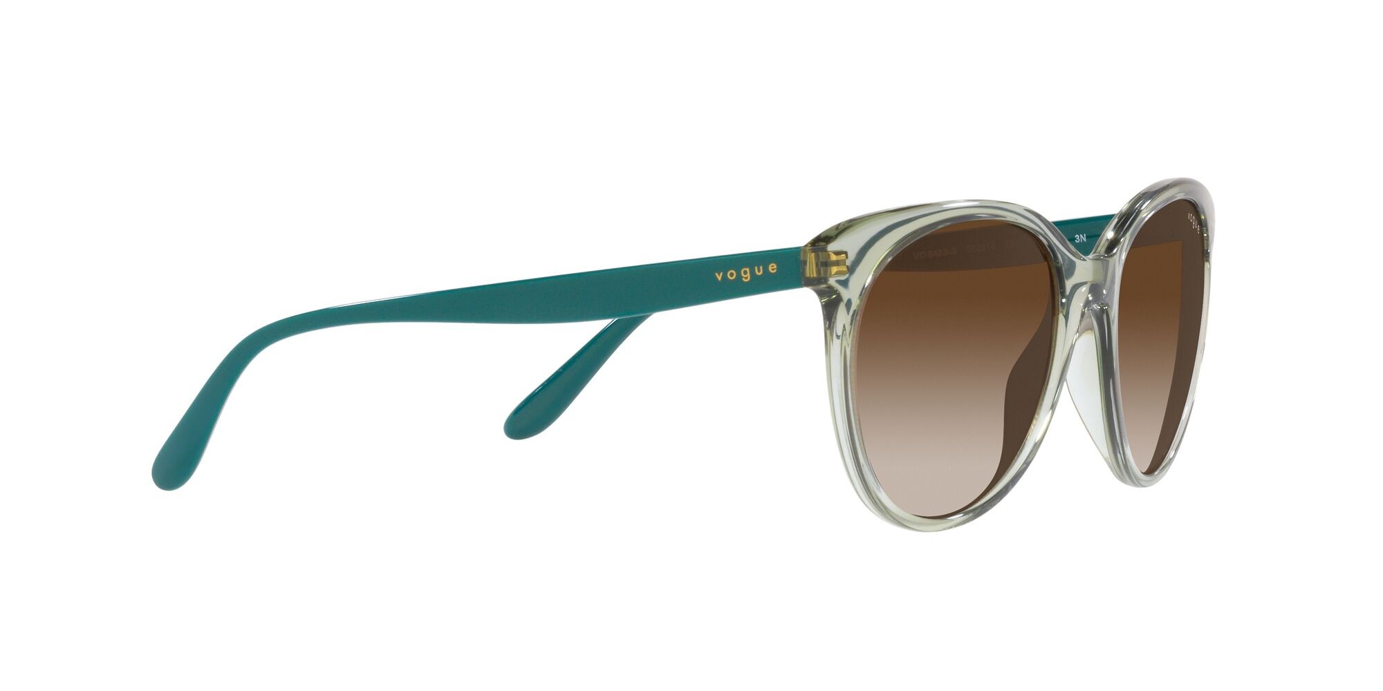 Occhiali da sole Vogue VO 5453S (302213) colore verde chiaro trasparente forma pantos lenti marrone sfumato