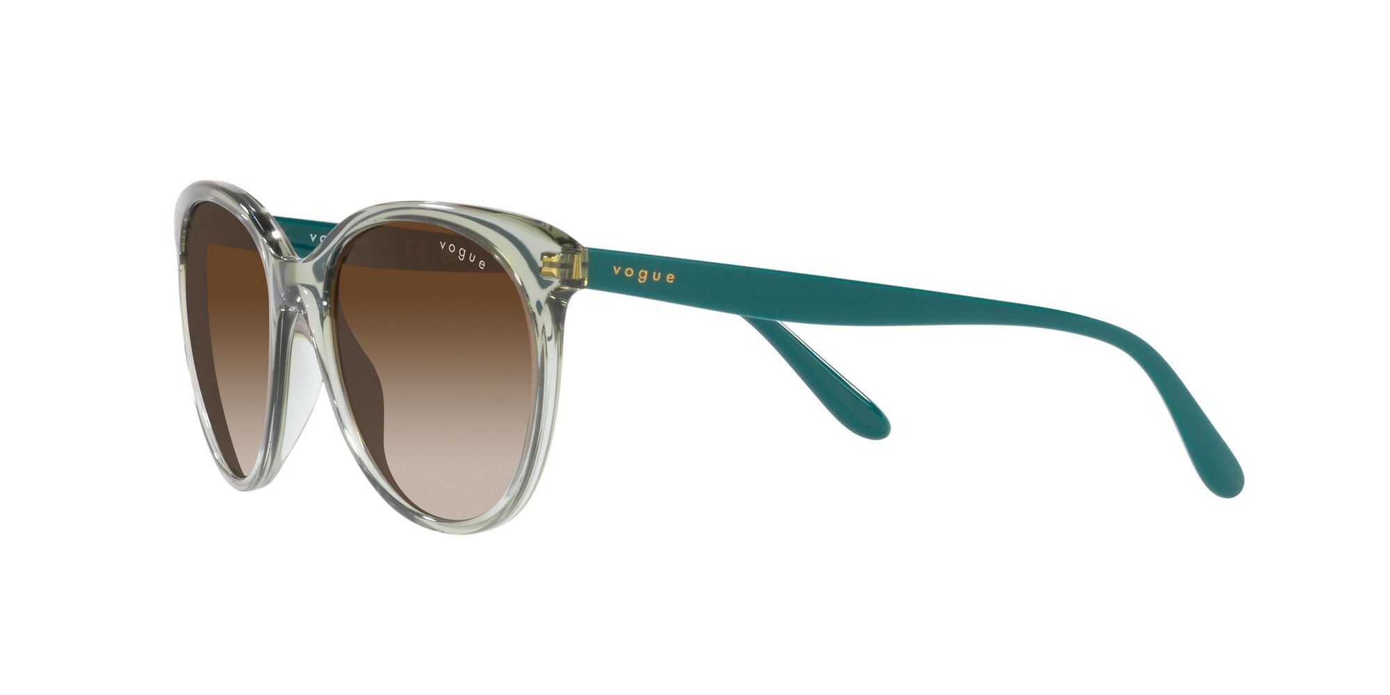 Occhiali da sole Vogue VO 5453S (302213) colore verde chiaro trasparente forma pantos lenti marrone sfumato