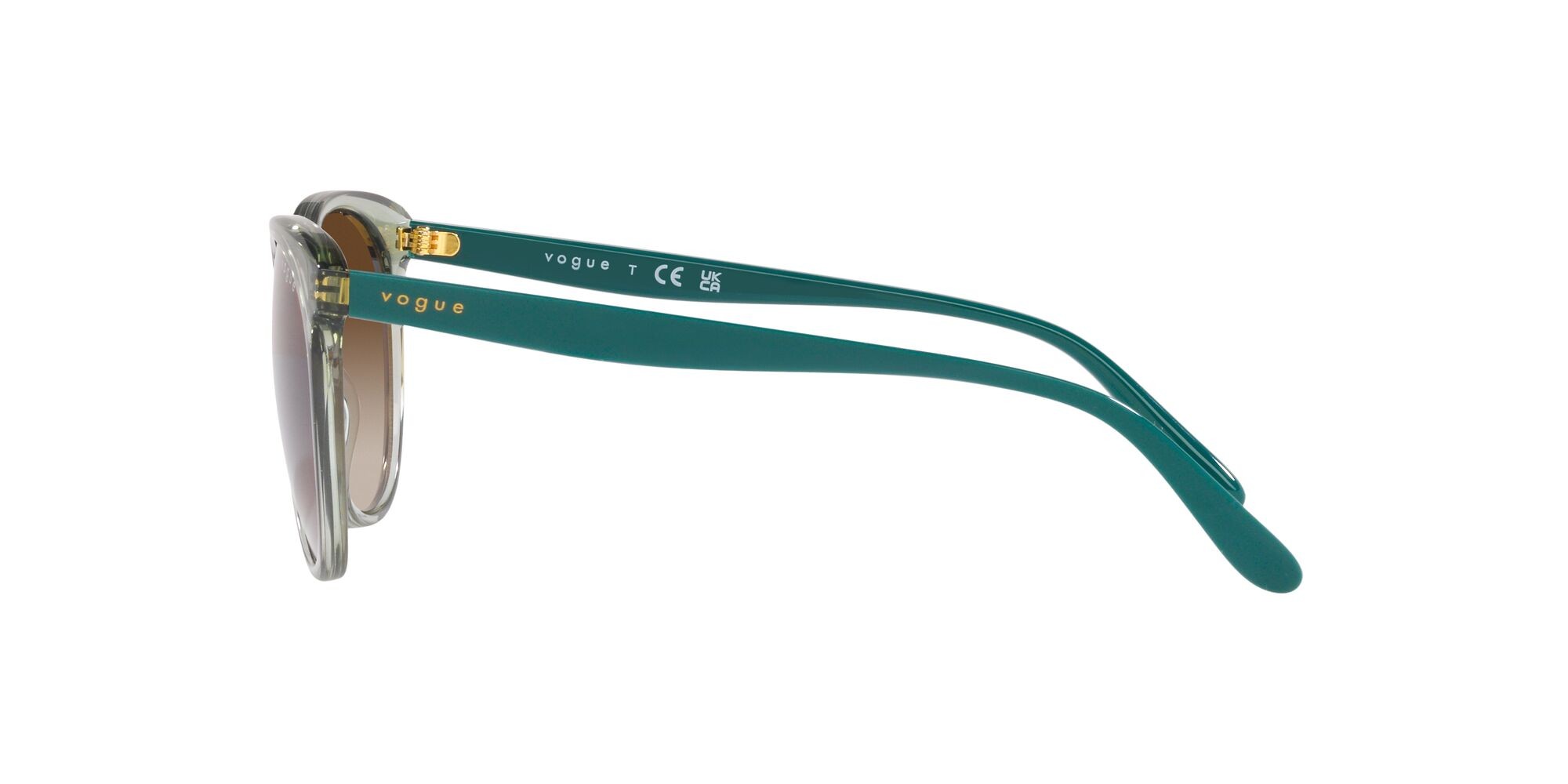 Occhiali da sole Vogue VO 5453S (302213) colore verde chiaro trasparente forma pantos lenti marrone sfumato