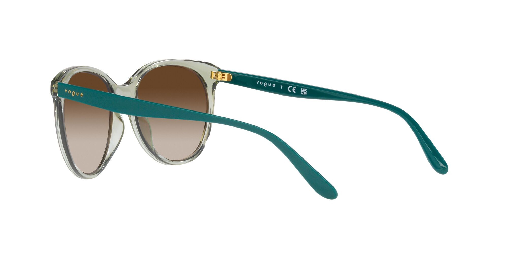 Occhiali da sole Vogue VO 5453S (302213) colore verde chiaro trasparente forma pantos lenti marrone sfumato