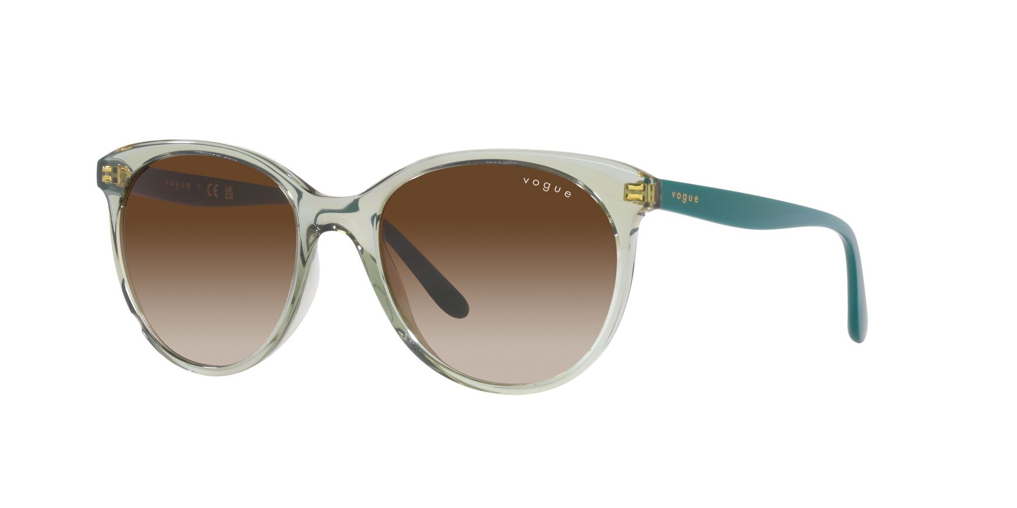 Occhiali da sole Vogue VO 5453S (302213) colore verde chiaro trasparente forma pantos lenti marrone sfumato
