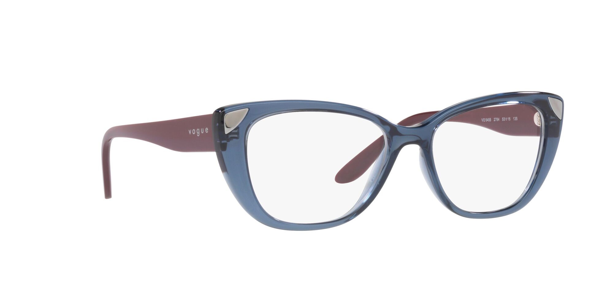 Brillen Vogue VO 5455 (2764) farbe blu trasparente form cat-eye gläser lente demo