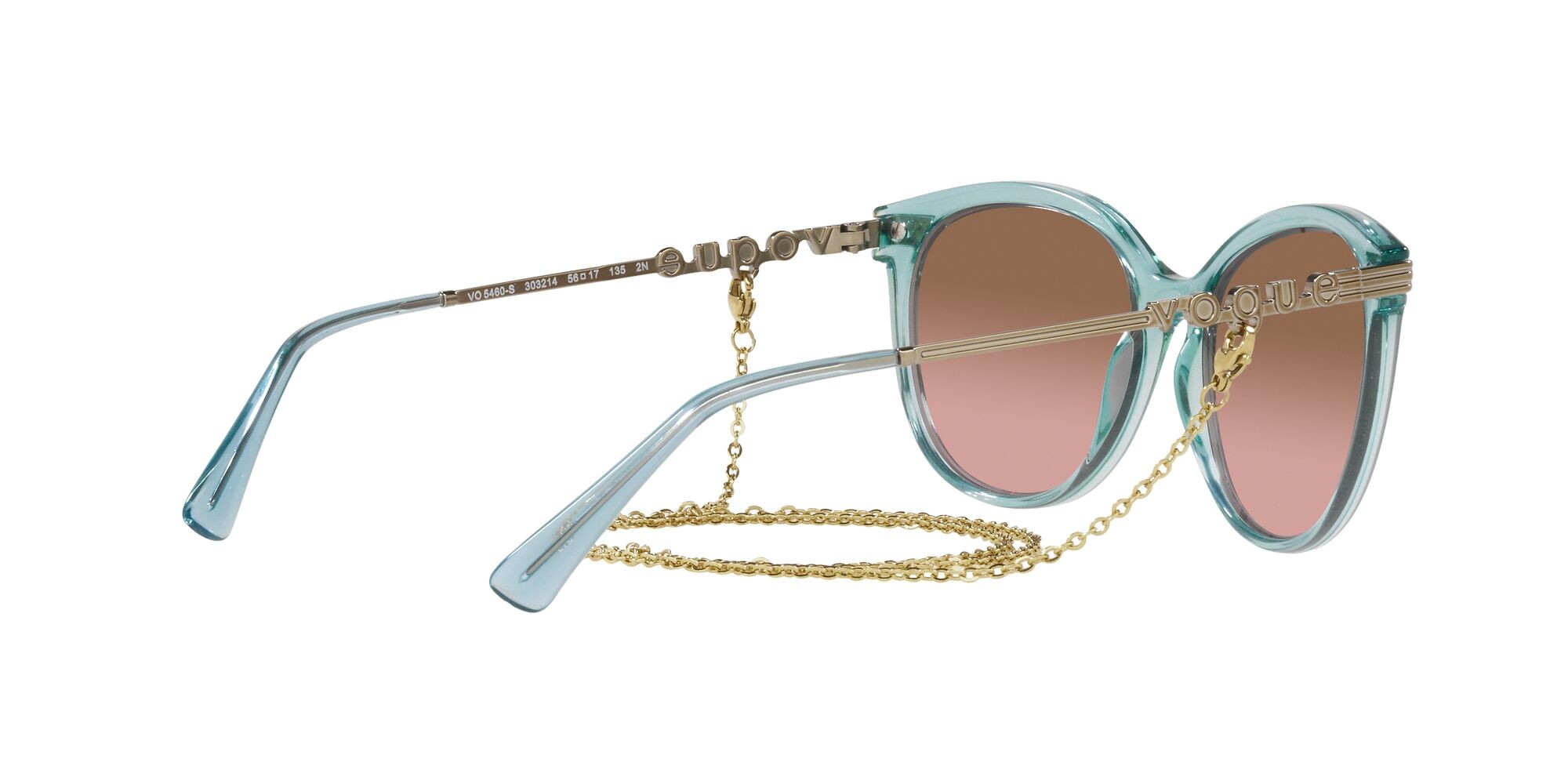Sonnenbrillen Vogue VO 5460S (303214) farbe transparent green water form unregelmäßig gläser rosa sfumato marrone