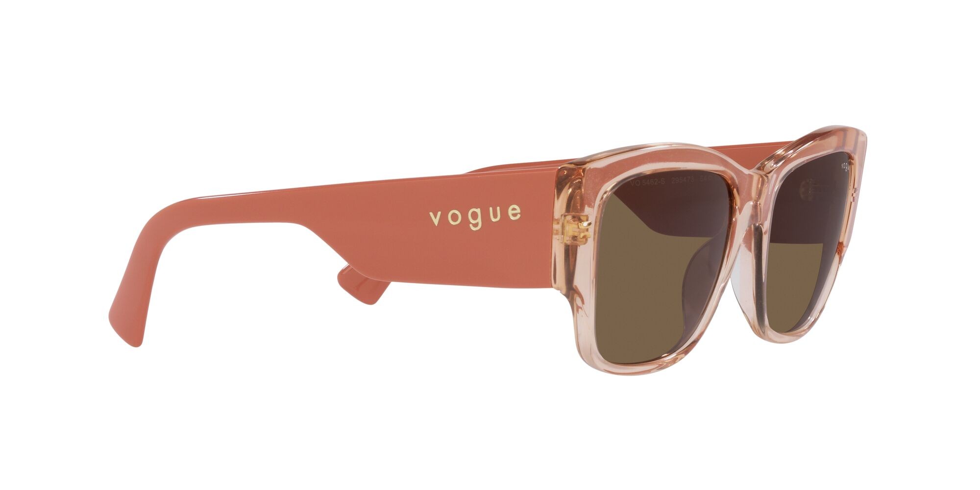 Sunglasses Vogue VO 5462S (295473) color pesca trasparente shape square lenses marrone scuro