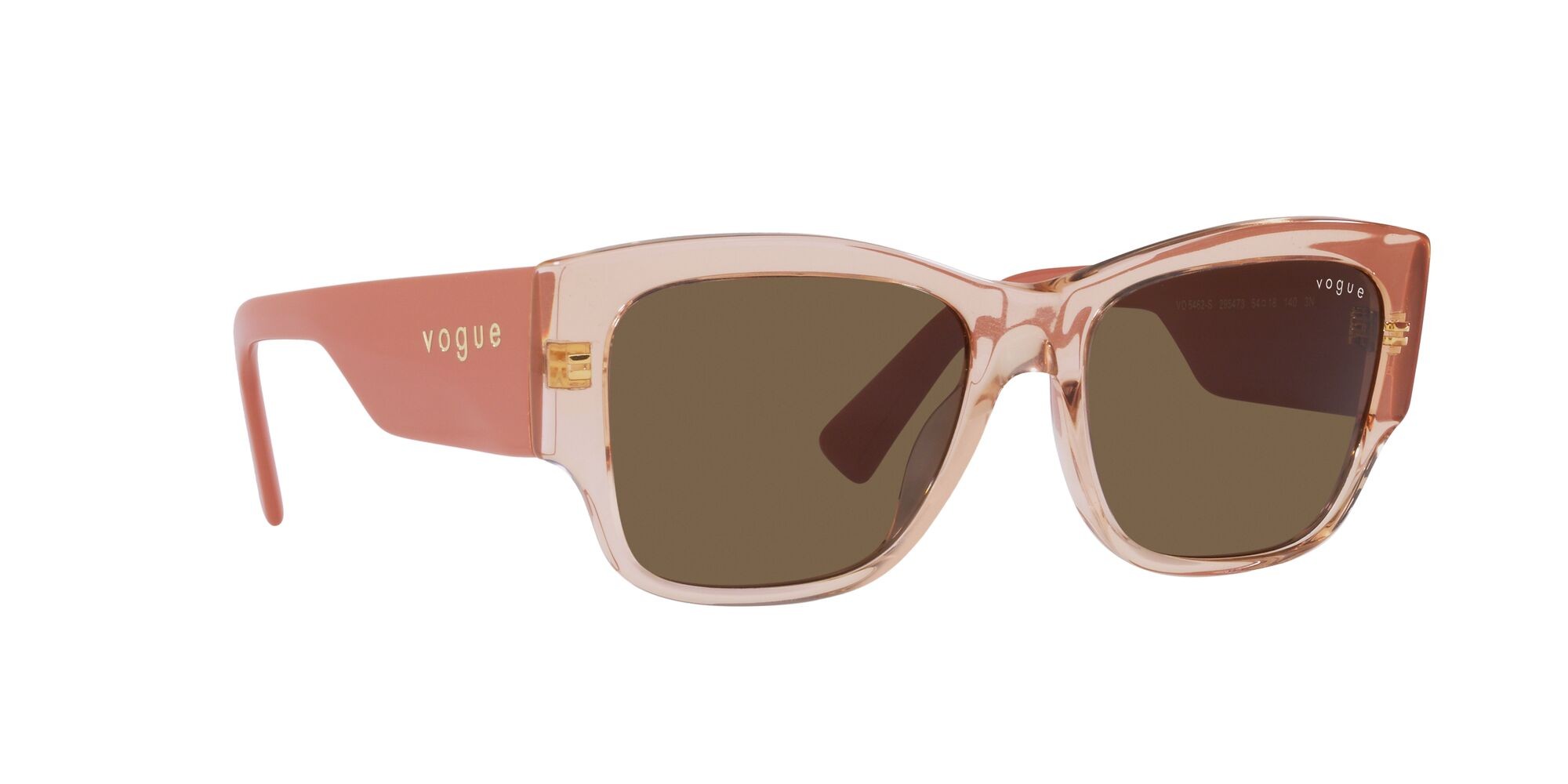 Sunglasses Vogue VO 5462S (295473) color pesca trasparente shape square lenses marrone scuro