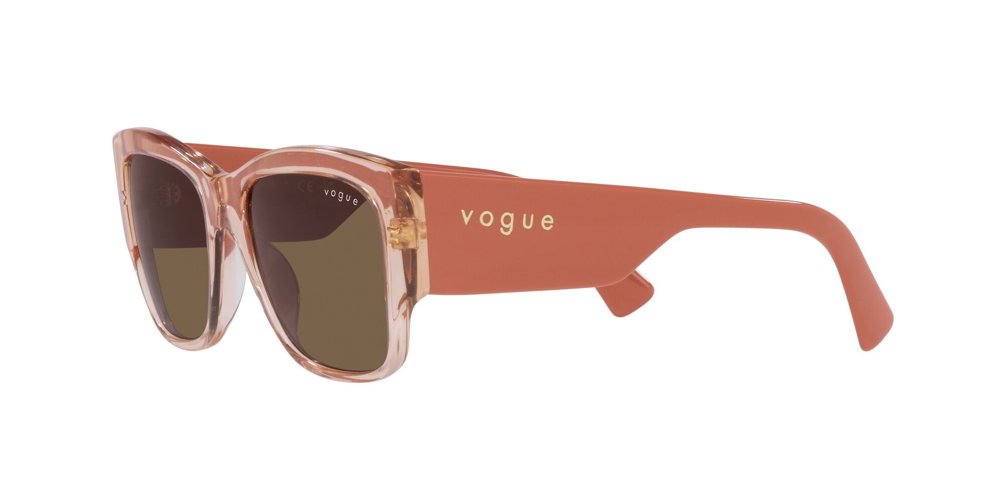 Sunglasses Vogue VO 5462S (295473) color pesca trasparente shape square lenses marrone scuro