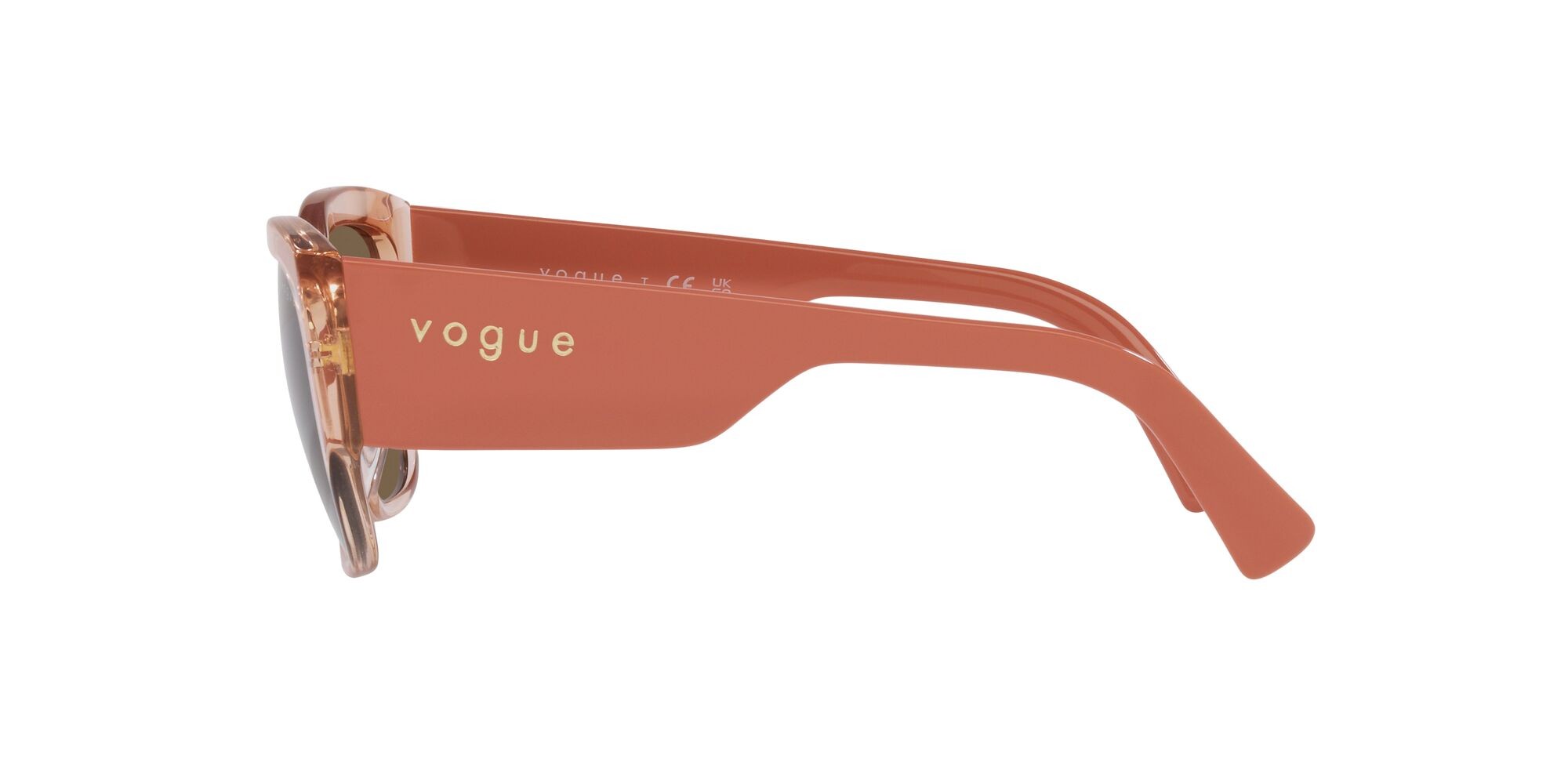 Sunglasses Vogue VO 5462S (295473) color pesca trasparente shape square lenses marrone scuro