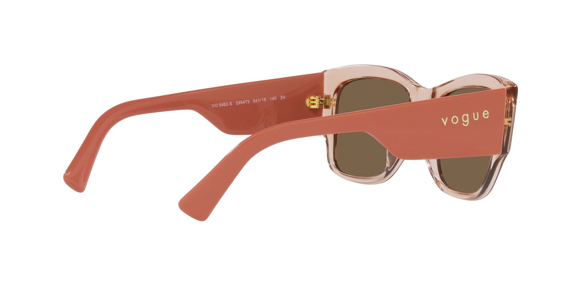 Sunglasses Vogue VO 5462S (295473) color pesca trasparente shape square lenses marrone scuro