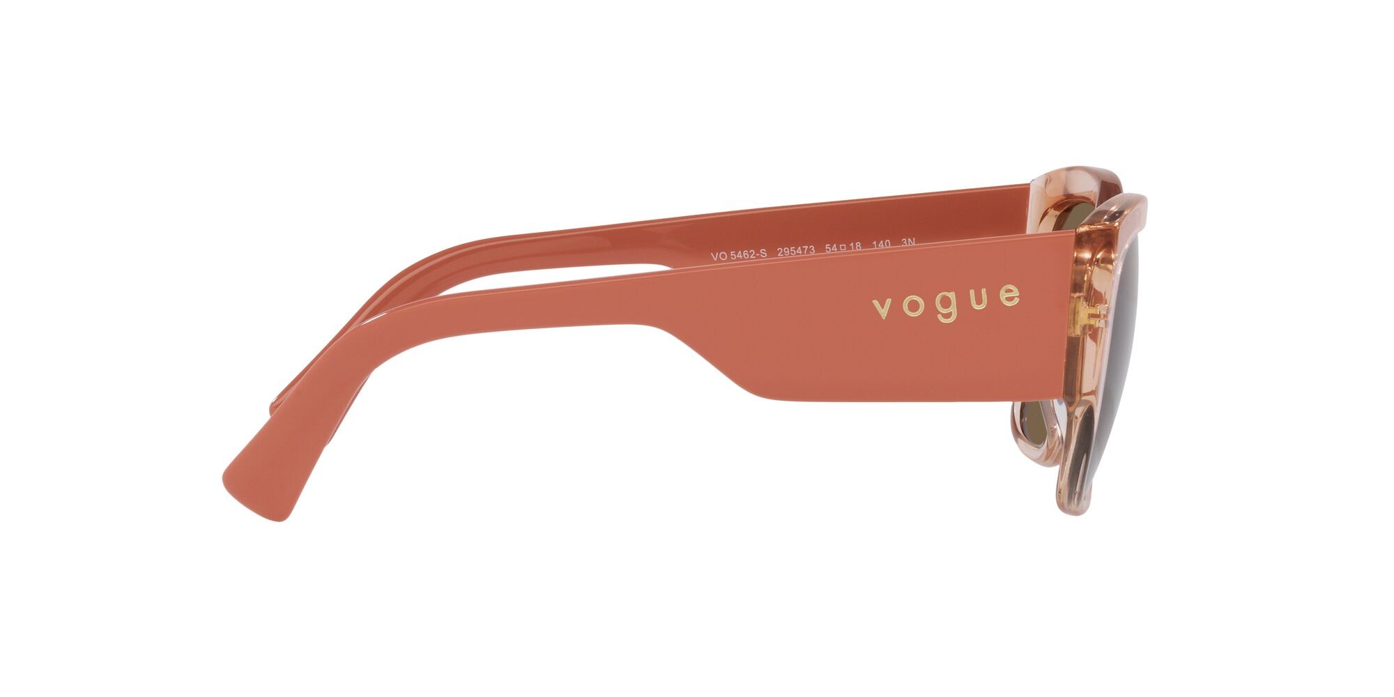 Sunglasses Vogue VO 5462S (295473) color pesca trasparente shape square lenses marrone scuro