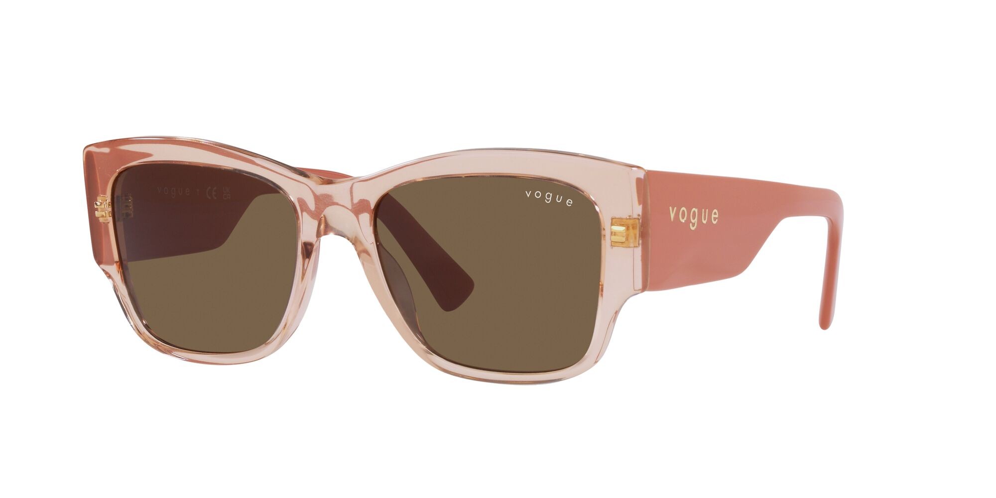 Sunglasses Vogue VO 5462S (295473) color pesca trasparente shape square lenses marrone scuro
