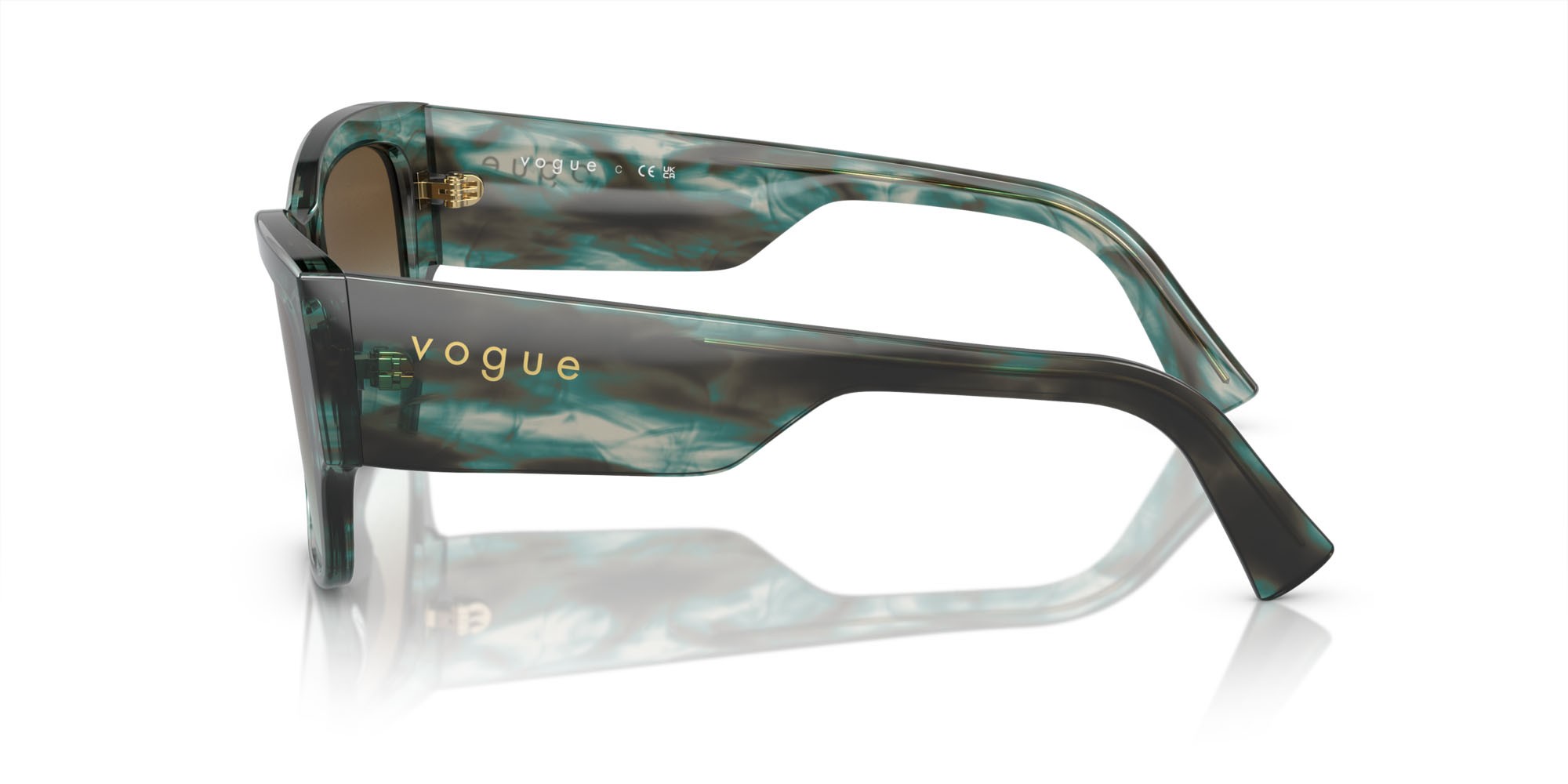 Occhiali da sole Vogue VO 5462S (3088E8) colore havana verde forma quadrato lenti verde sfumato marrone scuro