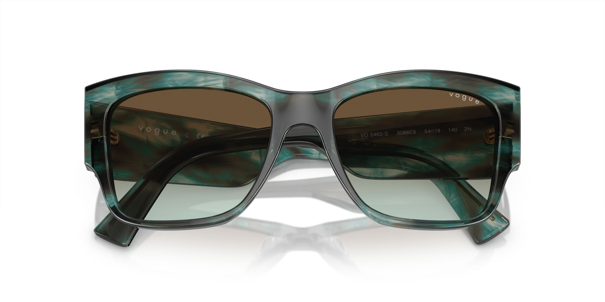 Occhiali da sole Vogue VO 5462S (3088E8) colore havana verde forma quadrato lenti verde sfumato marrone scuro