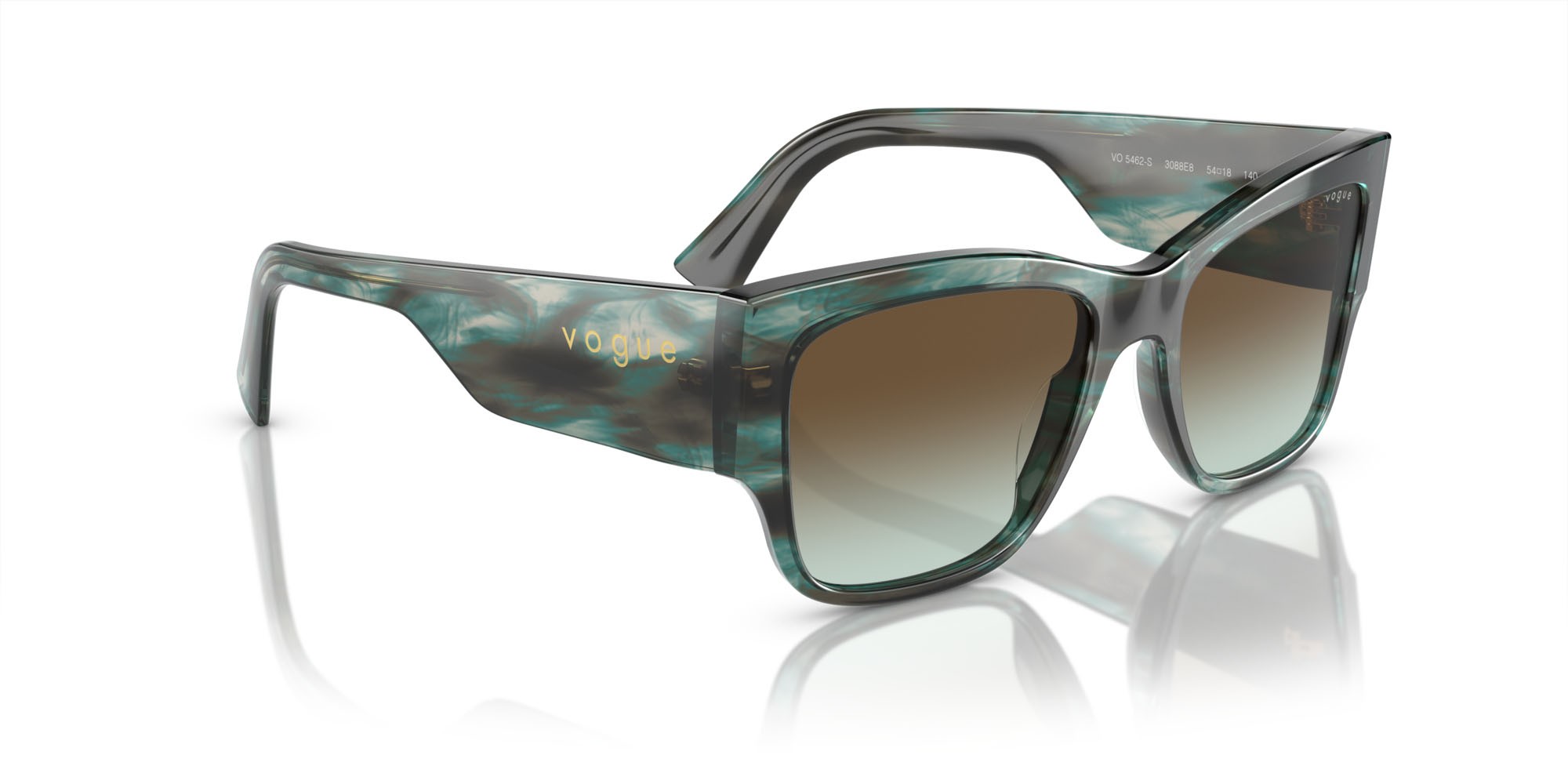 Occhiali da sole Vogue VO 5462S (3088E8) colore havana verde forma quadrato lenti verde sfumato marrone scuro