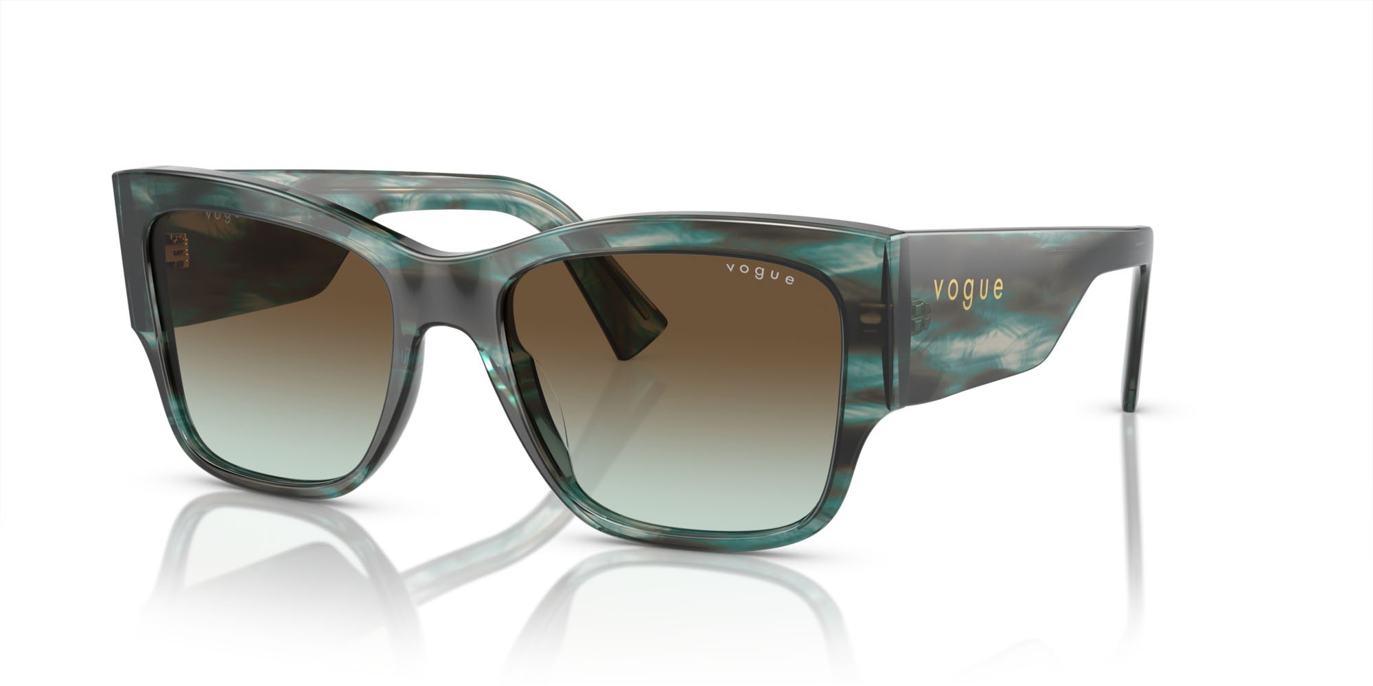 Occhiali da sole Vogue VO 5462S (3088E8) colore havana verde forma quadrato lenti verde sfumato marrone scuro