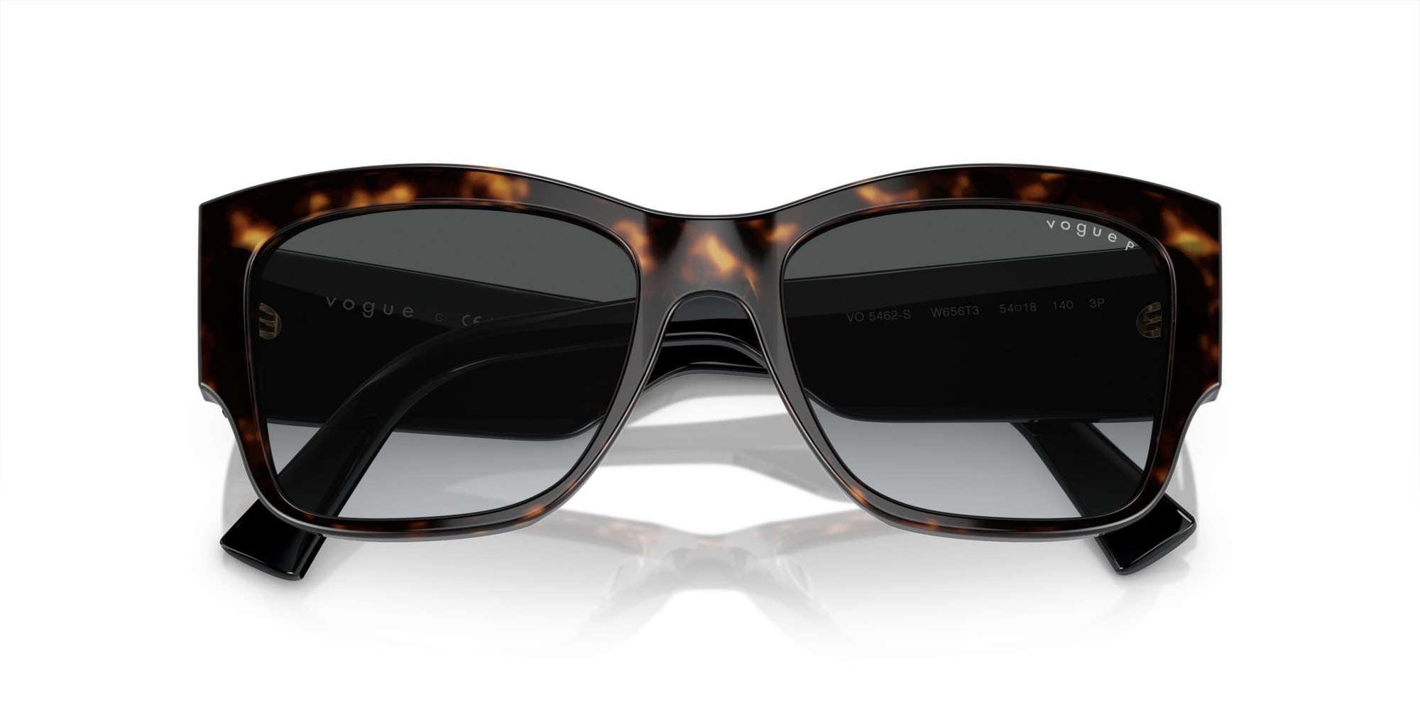 Sunglasses Vogue VO 5462S (W656T3) color havana scuro shape square lenses polarizzata grigio sfumato grigio scuro