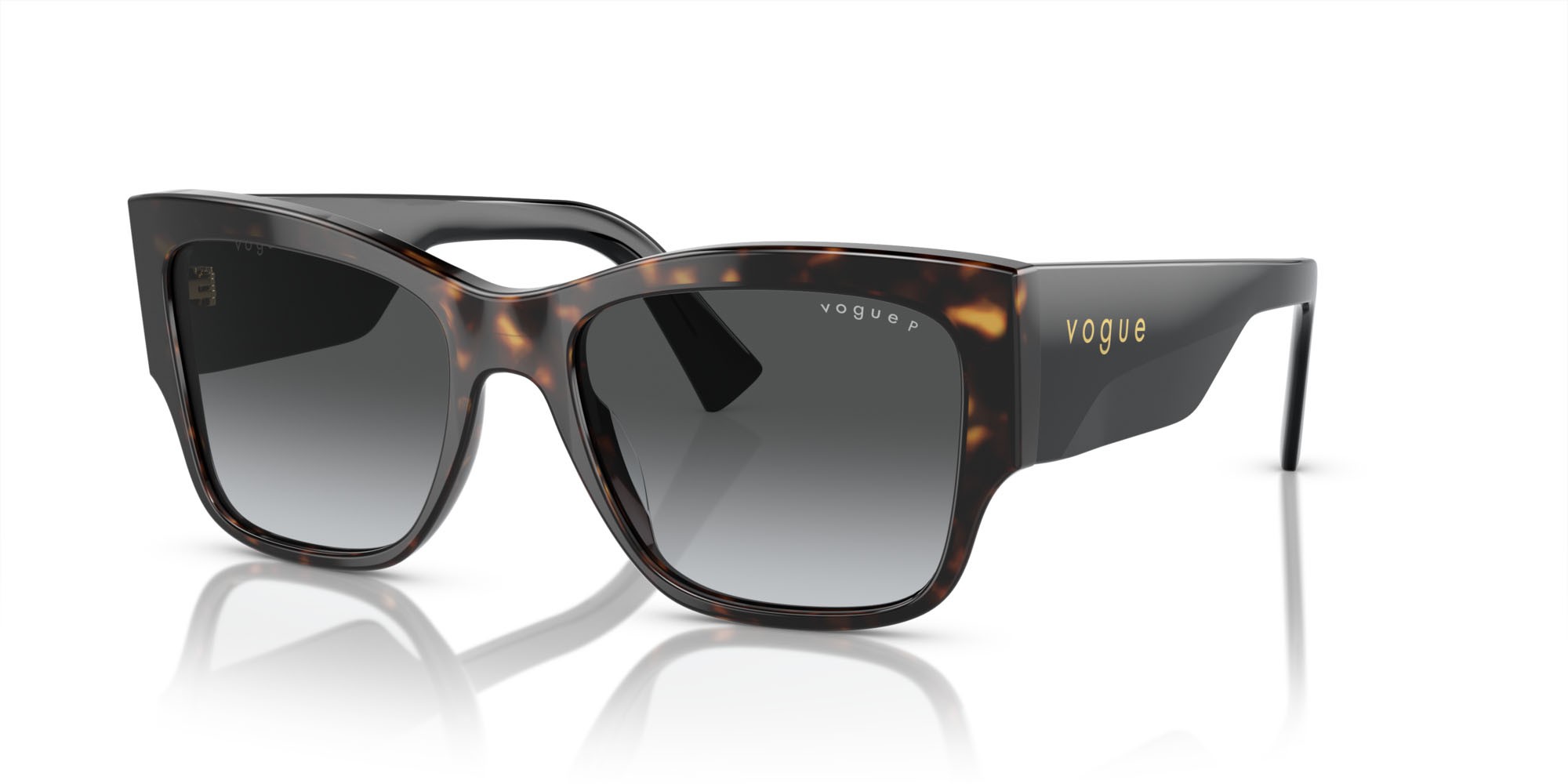 Sunglasses Vogue VO 5462S (W656T3) color havana scuro shape square lenses polarizzata grigio sfumato grigio scuro