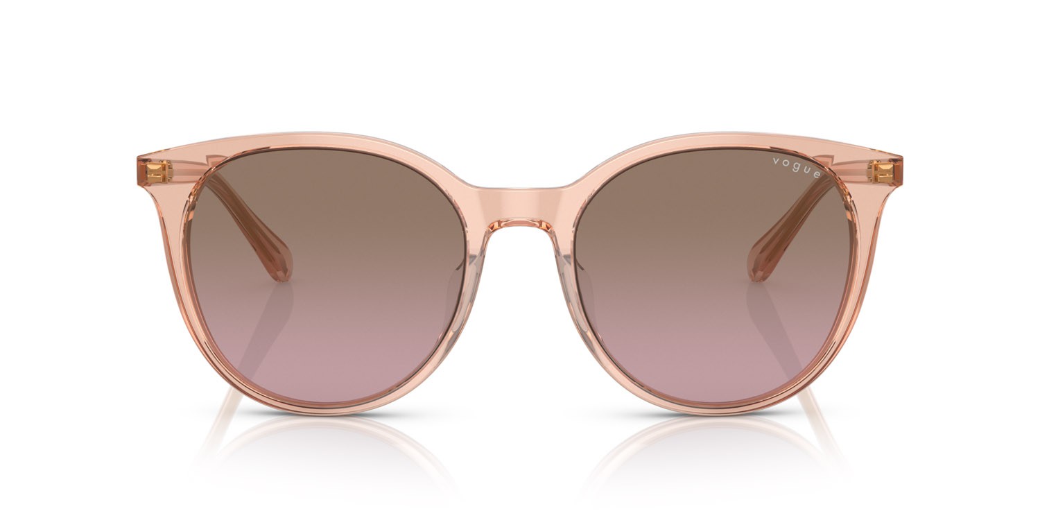 Sunglasses Vogue VO 5468SD (295414) color pesca trasparente shape round lenses violetto sfumato marrone
