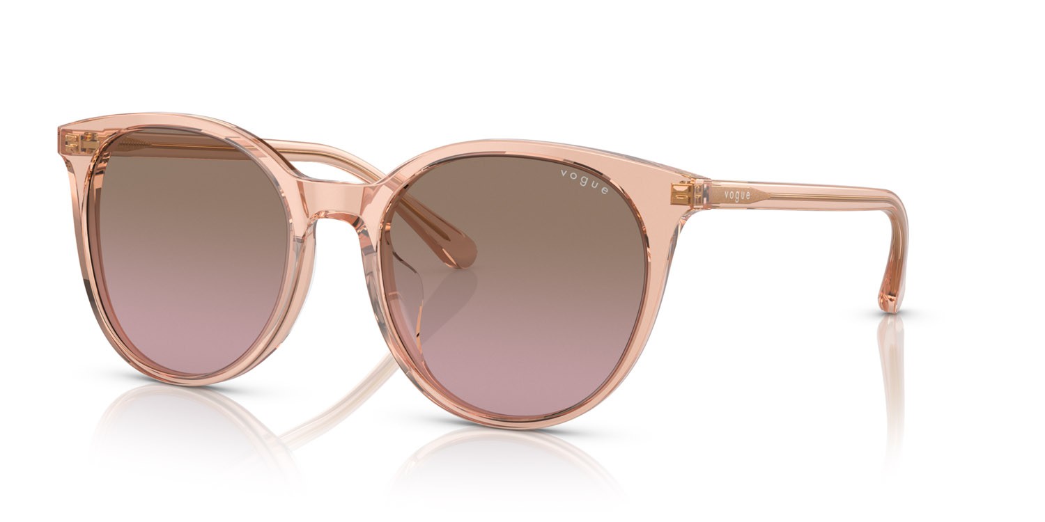 Sunglasses Vogue VO 5468SD (295414) color pesca trasparente shape round lenses violetto sfumato marrone