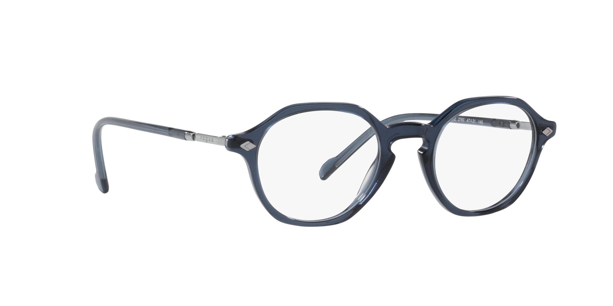 Eyeglasses Vogue VO 5472 (2760) color blu trasparente shape irregular lenses lente demo