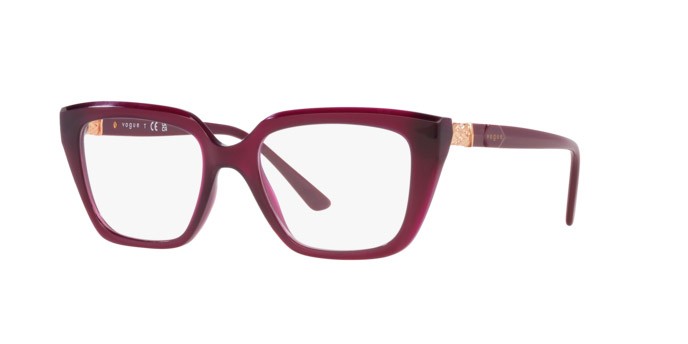 Occhiali da vista Vogue VO 5477B (2989) colore rosso ciliegia trasparente forma rettangolare lenti lente demo