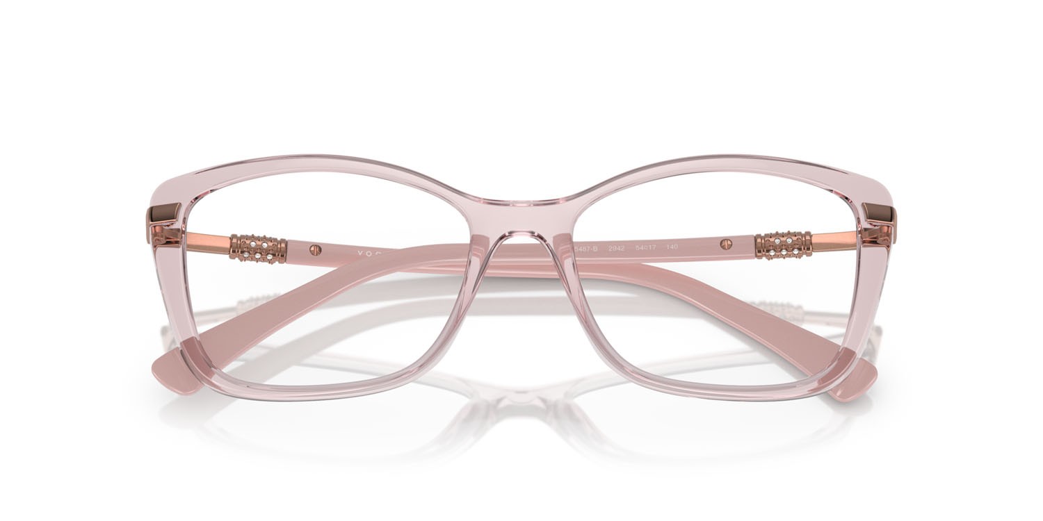 Eyeglasses Vogue VO 5487B (2942) color rosa trasparente shape butterfly lenses lente demo