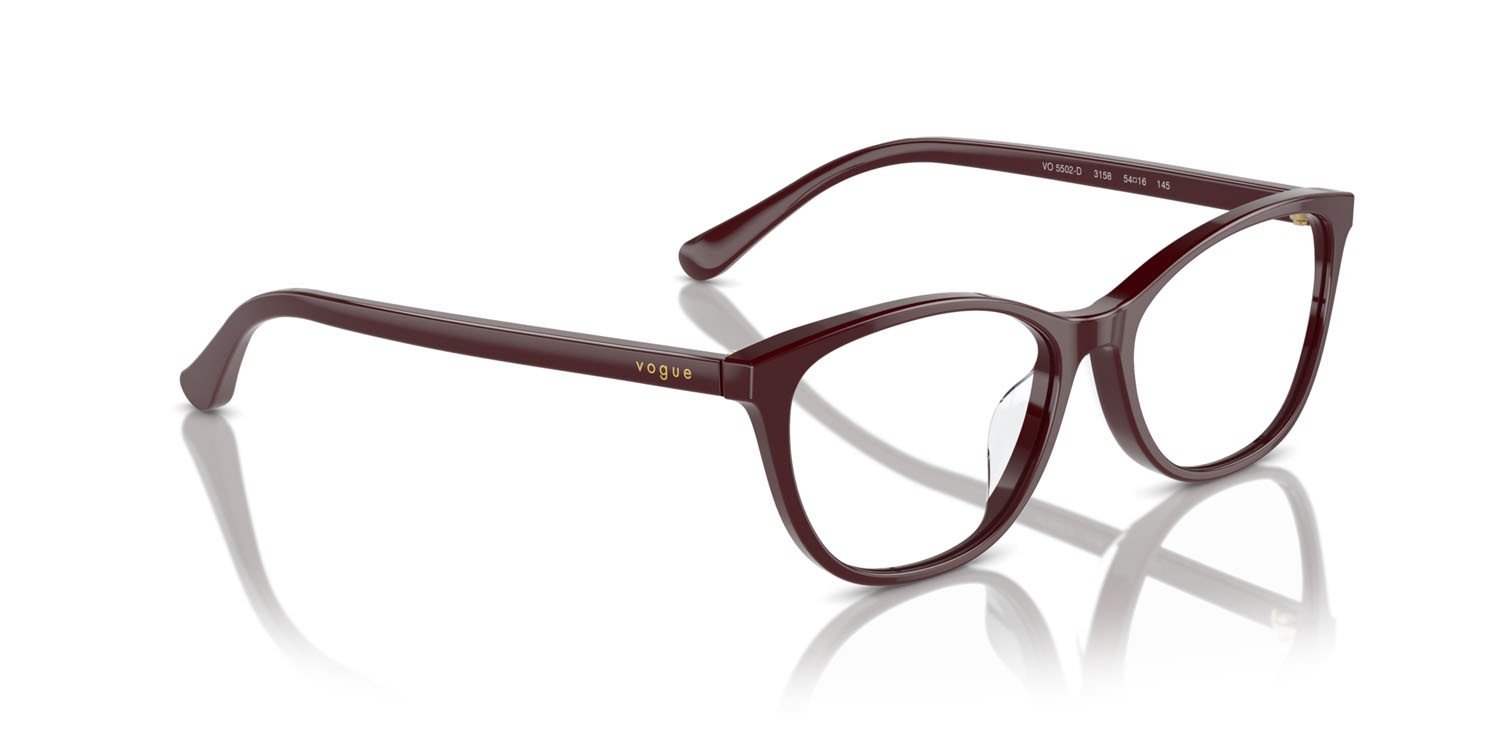 Occhiali da vista Vogue VO 5502D (3158) colore bordeaux full forma cat eye lenti lente demo