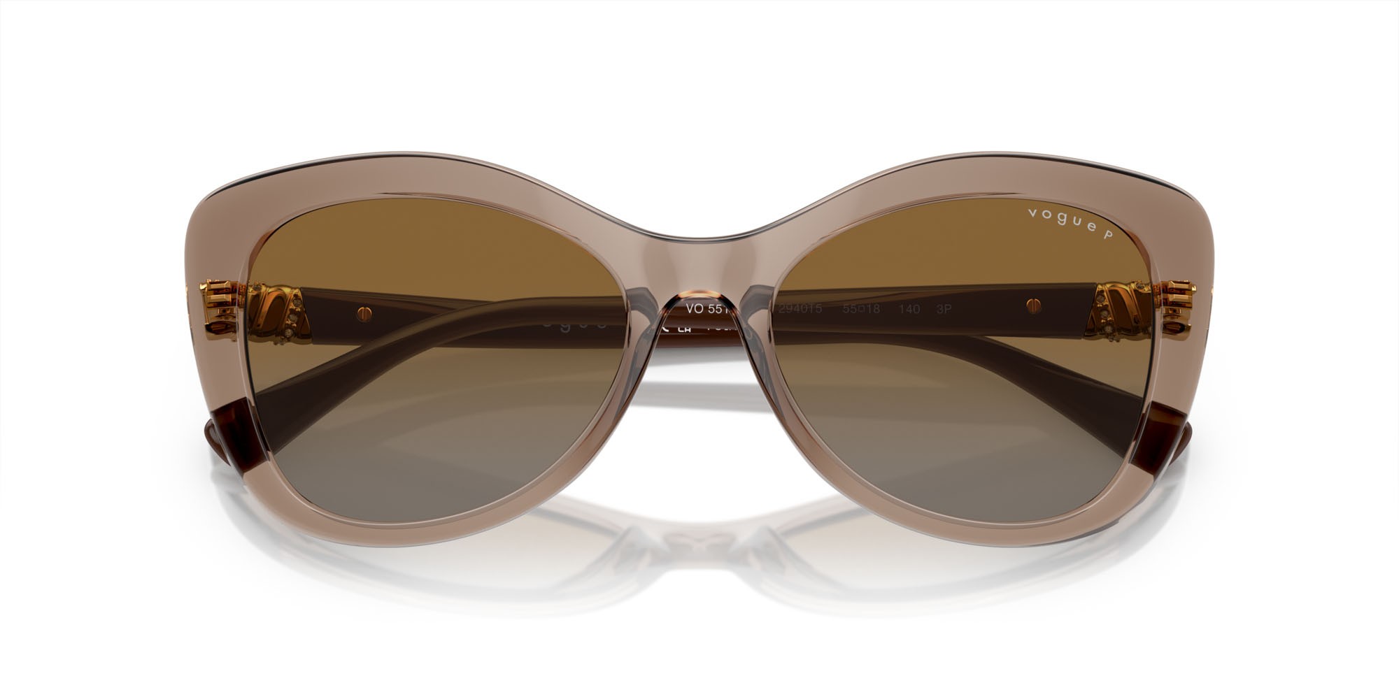 Occhiali da sole Vogue VO 5515SB (2940T5) colore marrone trasparente forma farfalla lenti polarized marrone sfumata