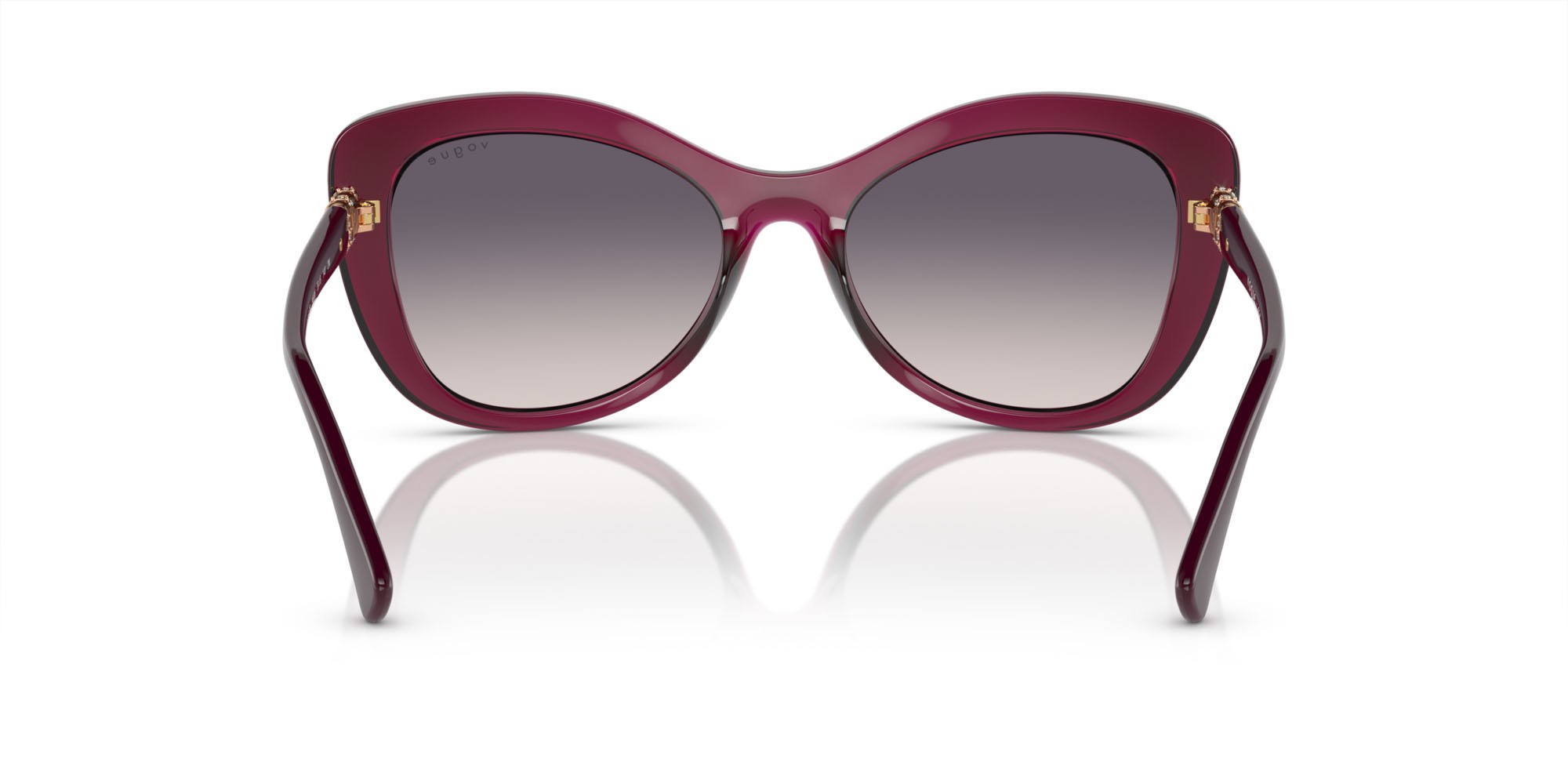 Sunglasses Vogue VO 5515SB (298936) color rosso ciliegia trasparente shape butterfly lenses rosa sfumato grigio scuro