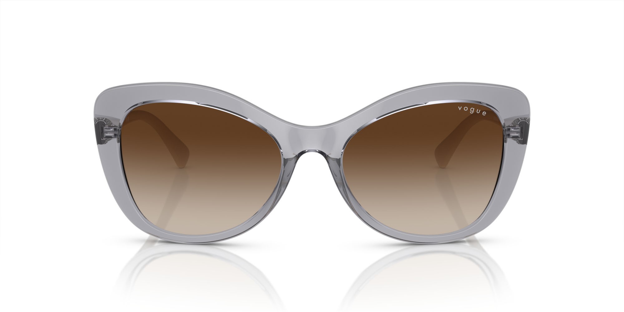 Occhiali da sole Vogue VO 5515SB (309913) colore grigio trasparente forma farfalla lenti marrone sfumato