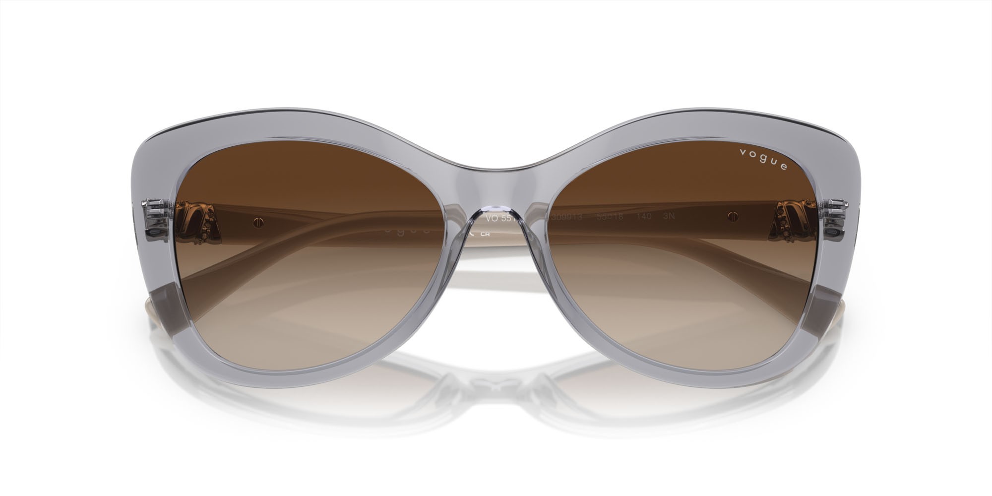 Occhiali da sole Vogue VO 5515SB (309913) colore grigio trasparente forma farfalla lenti marrone sfumato