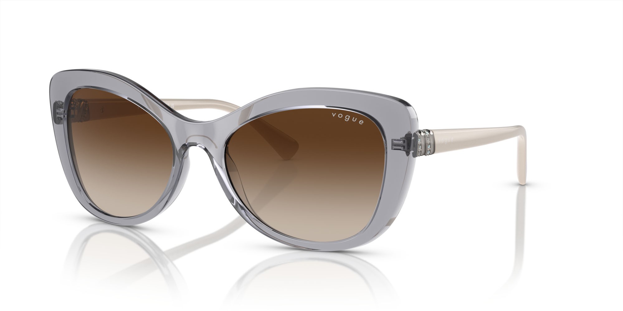 Occhiali da sole Vogue VO 5515SB (309913) colore grigio trasparente forma farfalla lenti marrone sfumato