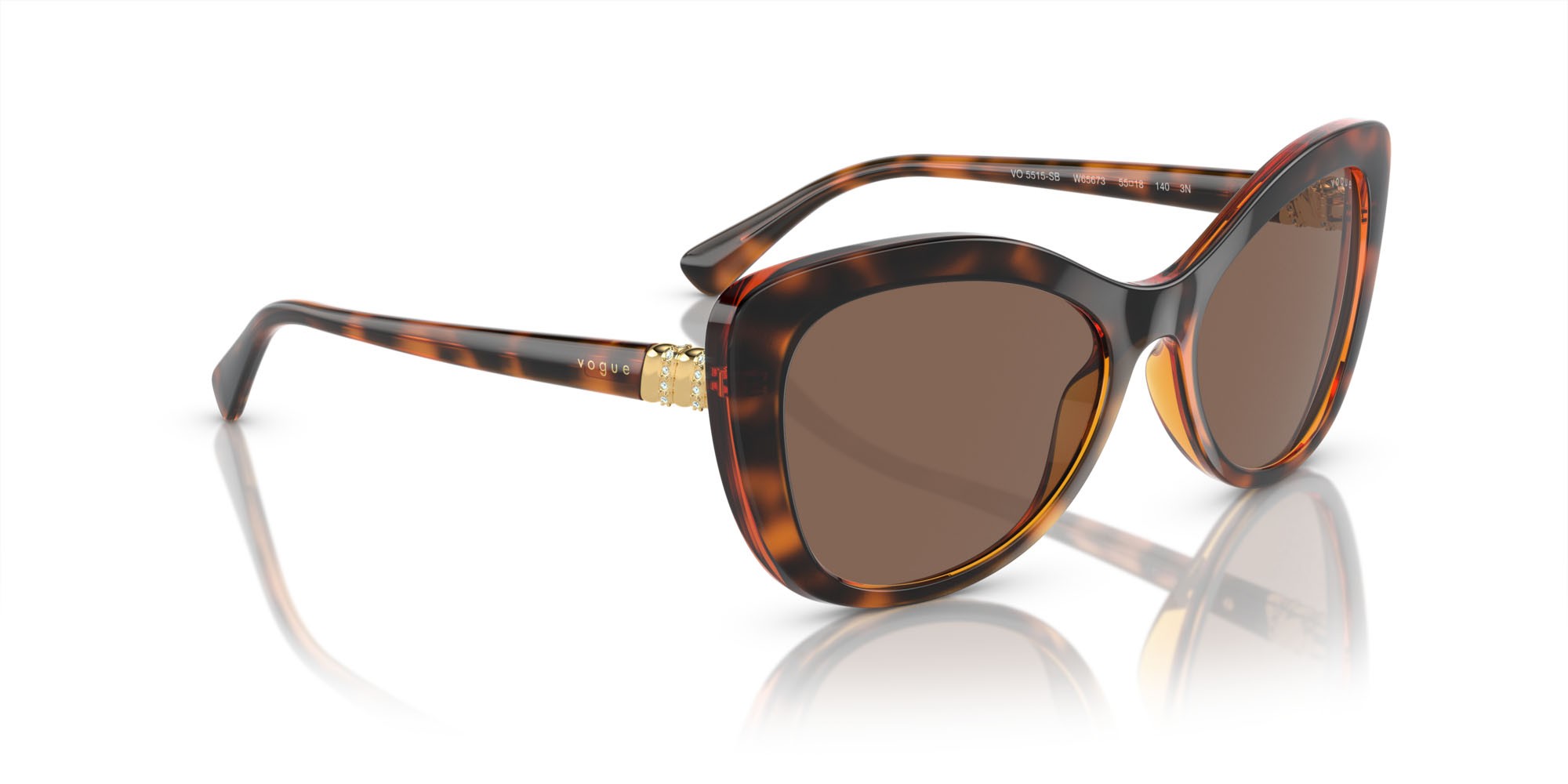 Sunglasses Vogue VO 5515SB (W65673) color havana scuro shape butterfly lenses marrone scuro