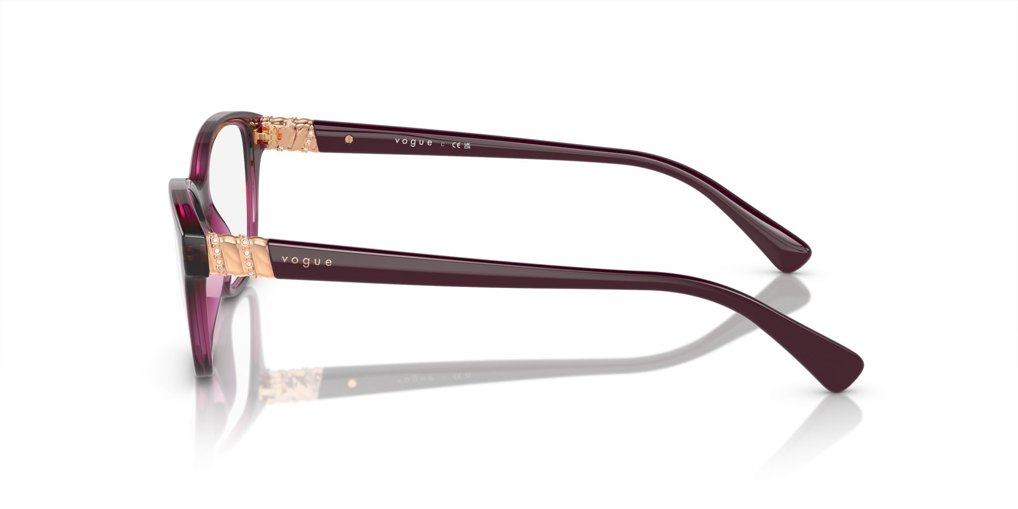 Occhiali da vista Vogue VO 5516B (2989) colore rosso ciliegia trasparente forma quadrato lenti lente demo