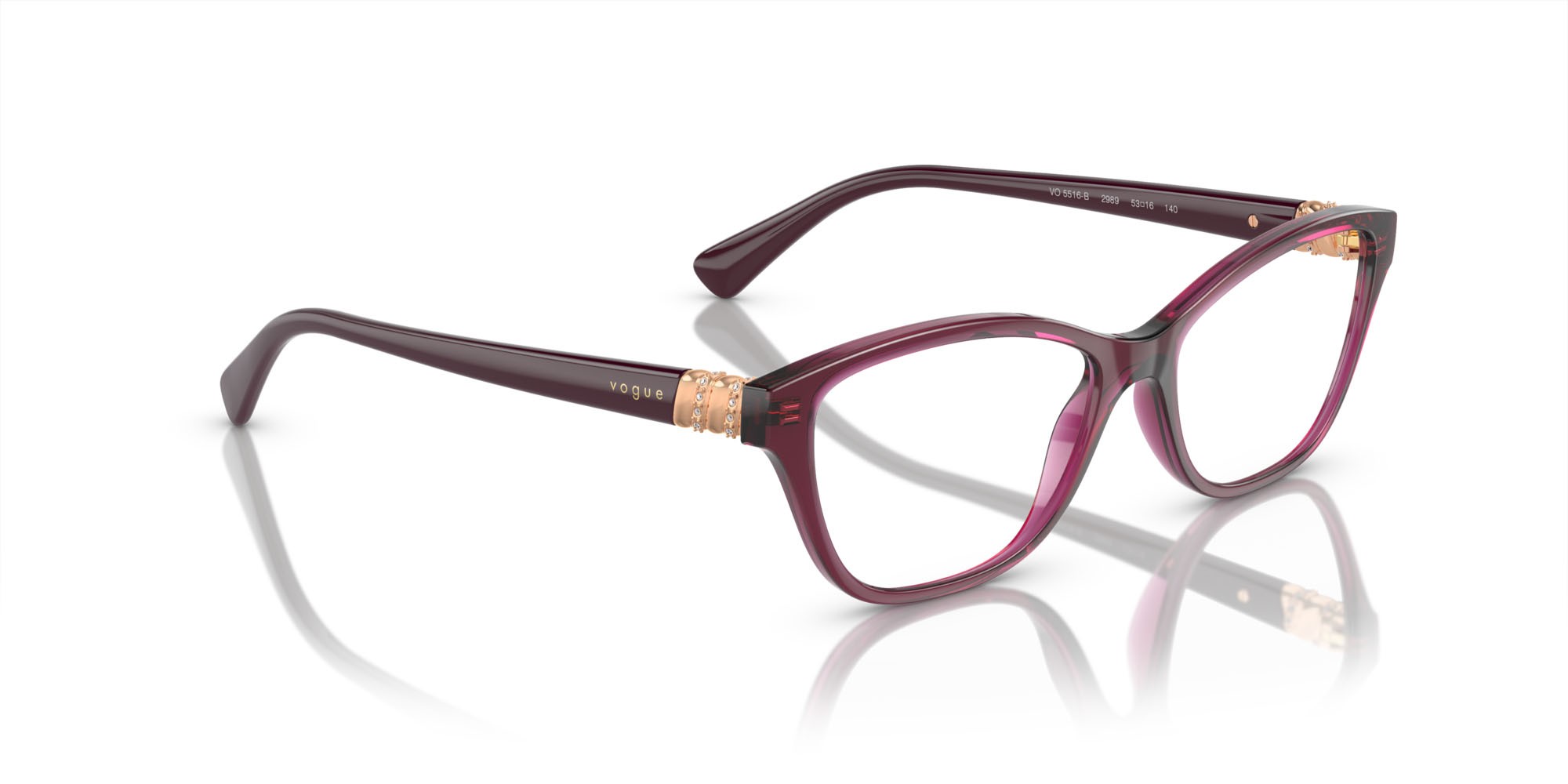Occhiali da vista Vogue VO 5516B (2989) colore rosso ciliegia trasparente forma quadrato lenti lente demo