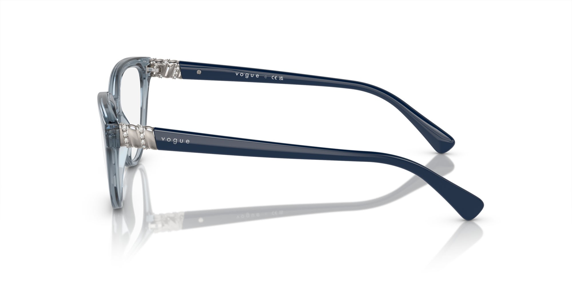 Eyeglasses Vogue VO 5517B (2966) color azzurro trasparente shape cat eye lenses lente demo