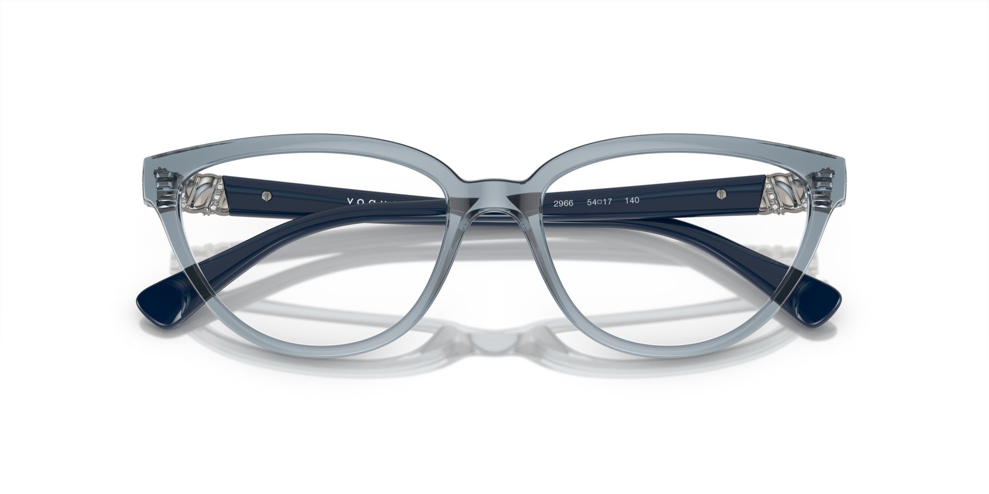 Eyeglasses Vogue VO 5517B (2966) color azzurro trasparente shape cat eye lenses lente demo