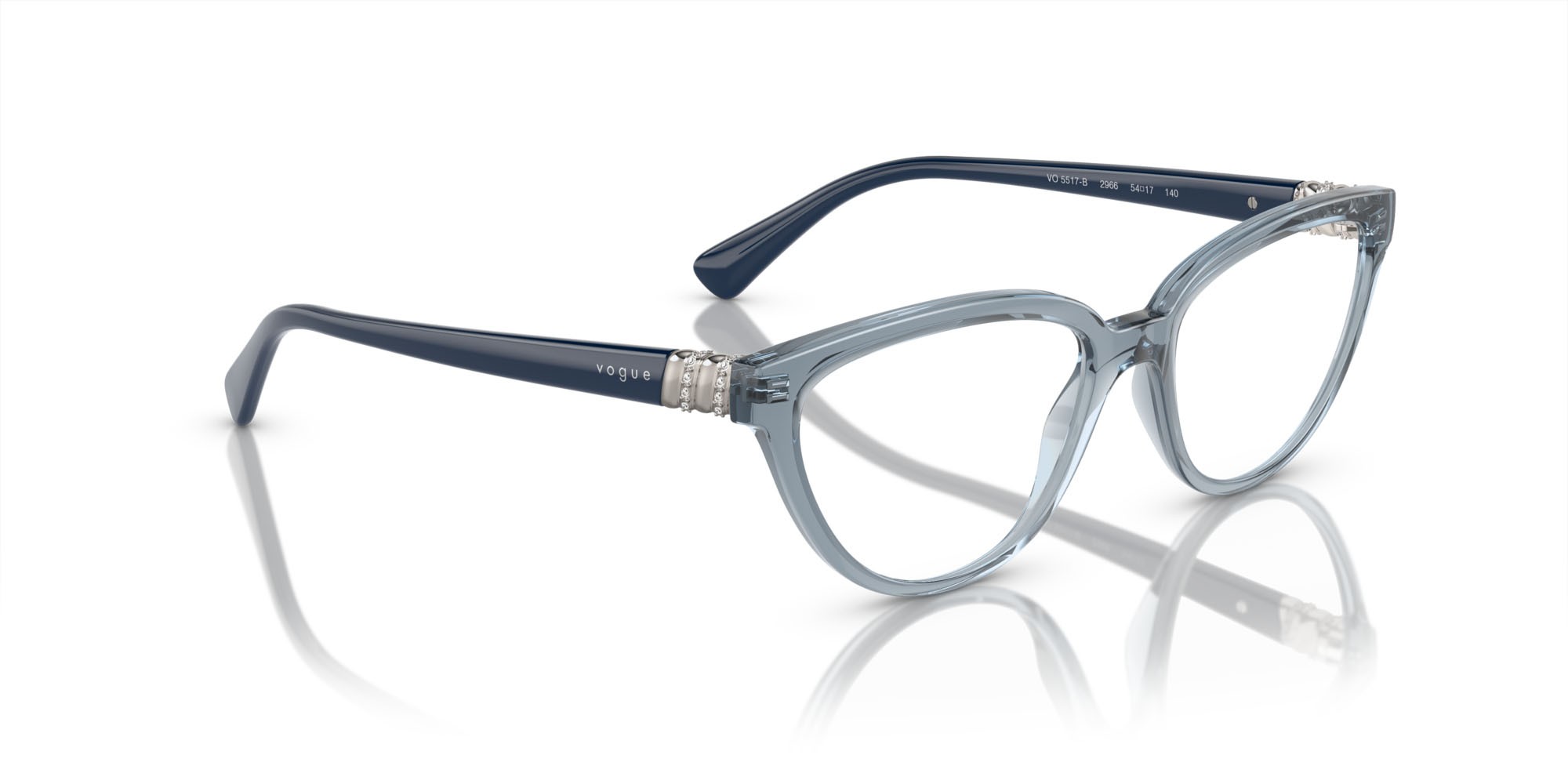 Eyeglasses Vogue VO 5517B (2966) color azzurro trasparente shape cat eye lenses lente demo