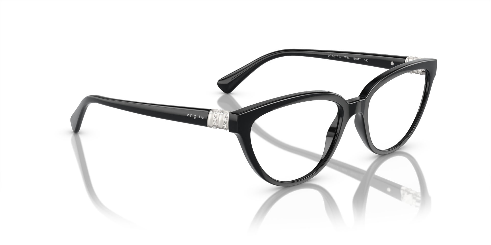 Occhiali da vista Vogue VO 5517B (W44) colore nero forma cat eye lenti lente demo