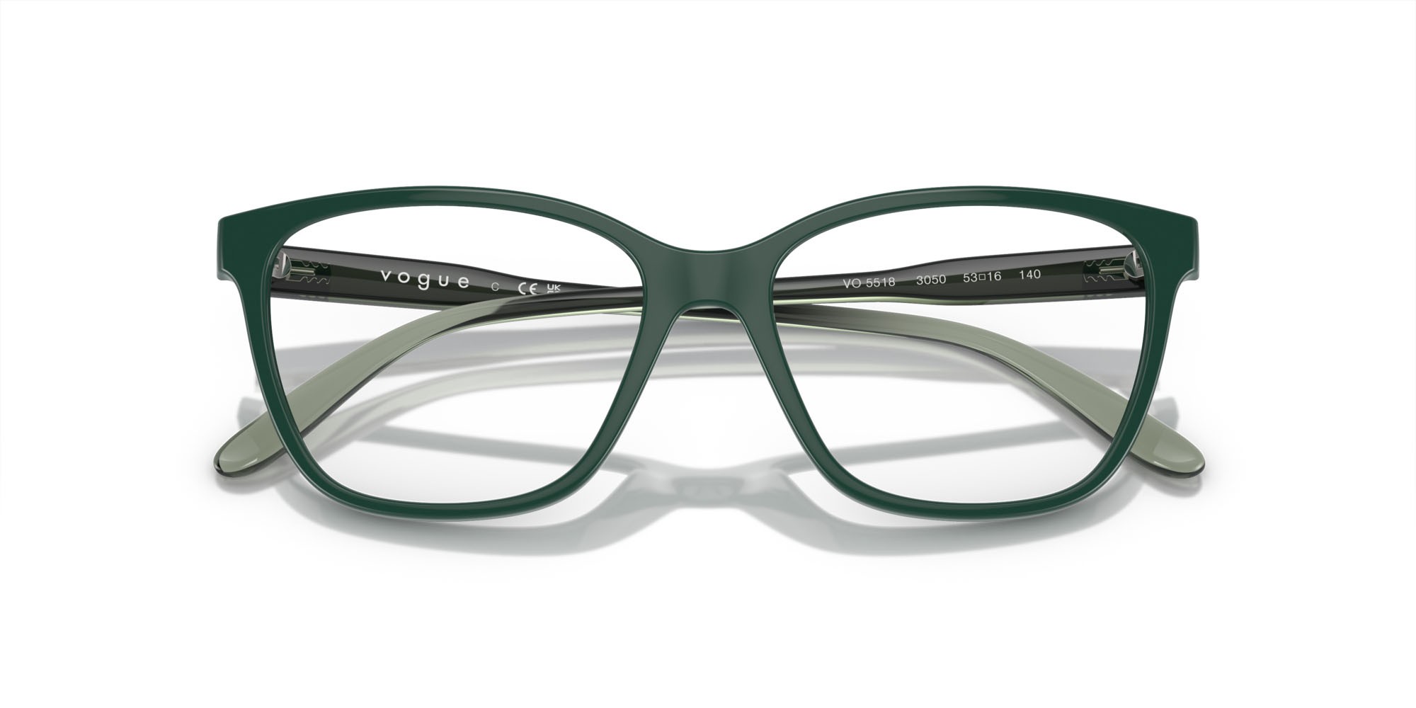 Eyeglasses Vogue VO 5518 (3050) color verde scuro full shape square lenses lente demo