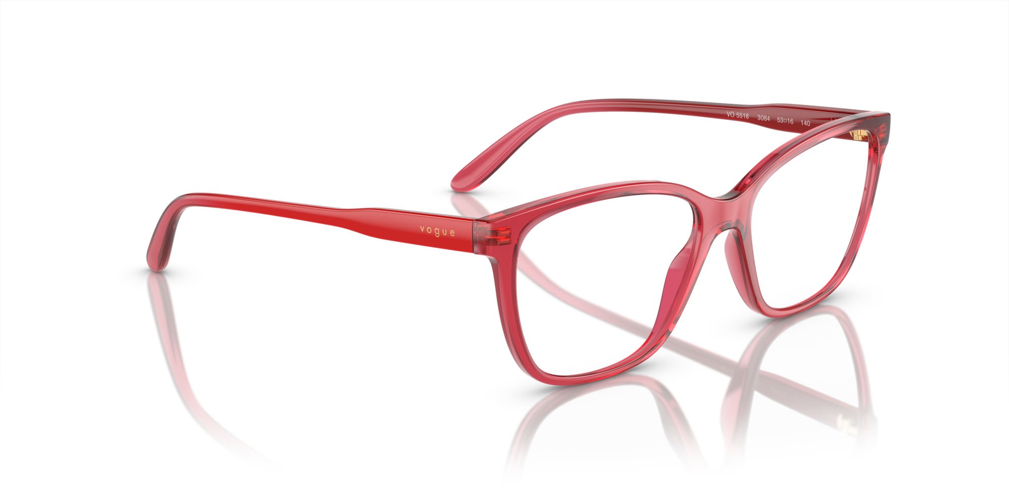 Brillen Vogue VO 5518 (3084) farbe rosso trasparente form quadratisch gläser lente demo