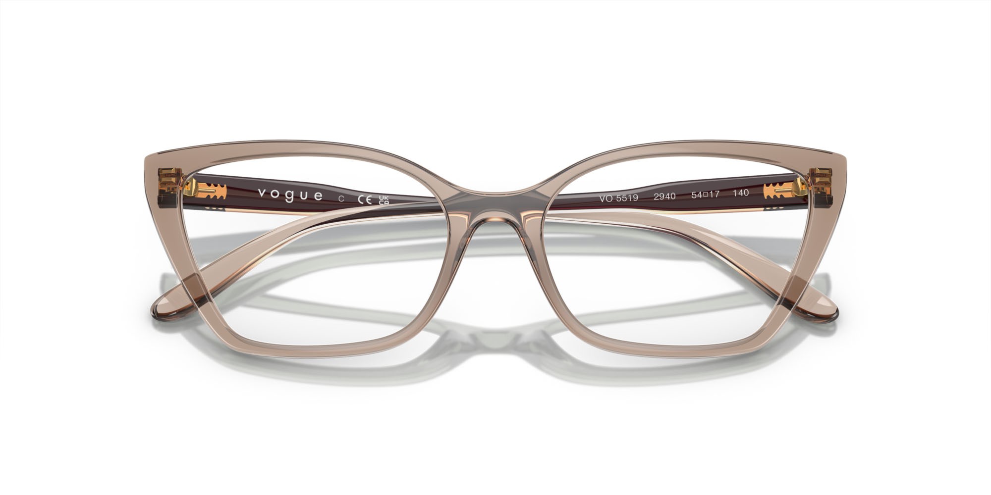 Brillen Vogue VO 5519 (2940) farbe caramello trasparente form cat-eye gläser lente demo