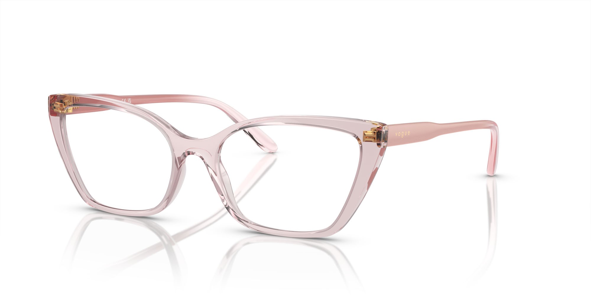 Eyeglasses Vogue VO 5519 (2942) color rosa trasparente shape cat eye lenses lente demo