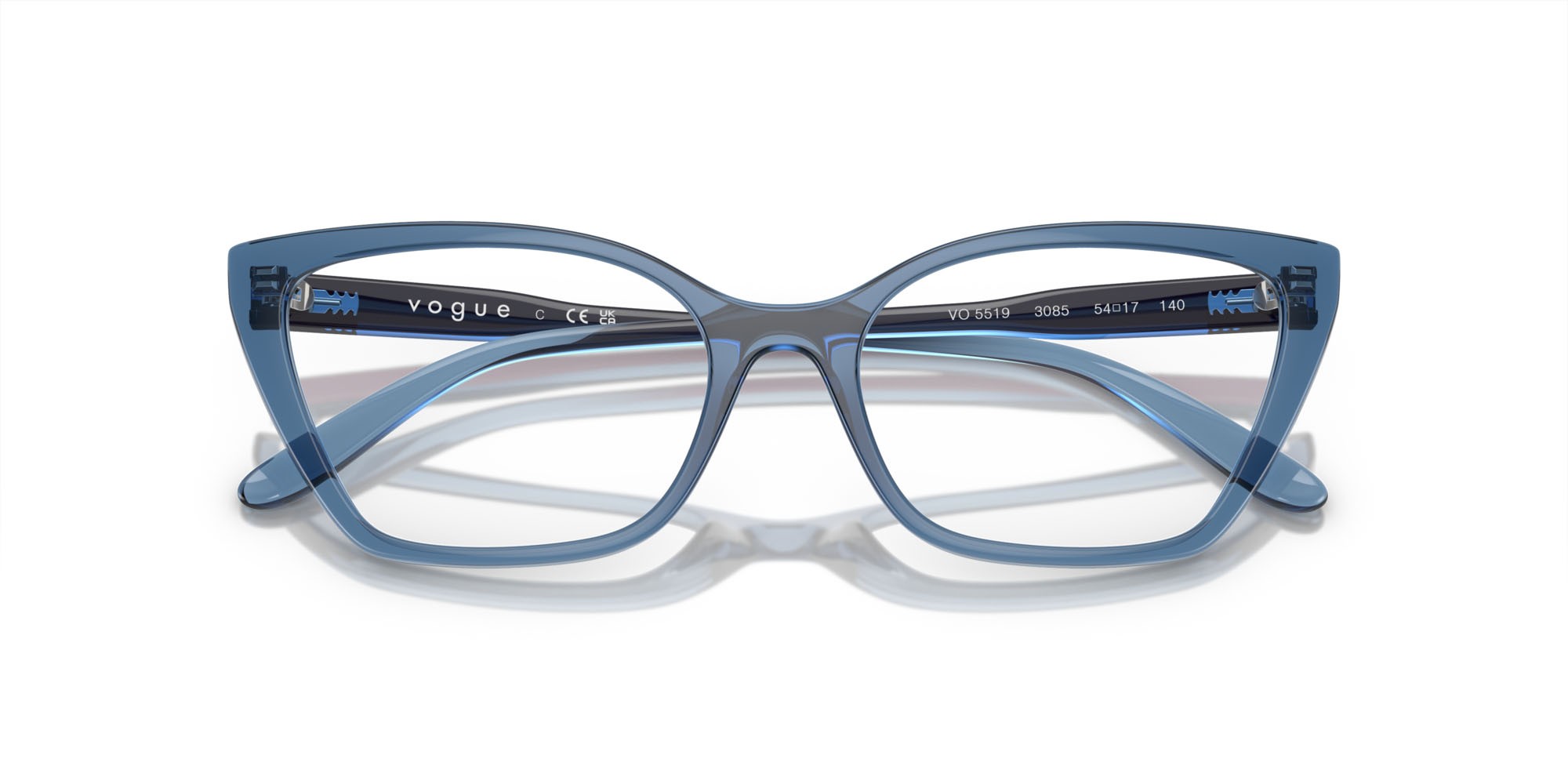 Brillen Vogue VO 5519 (3085) farbe azzurro trasparente form cat-eye gläser lente demo