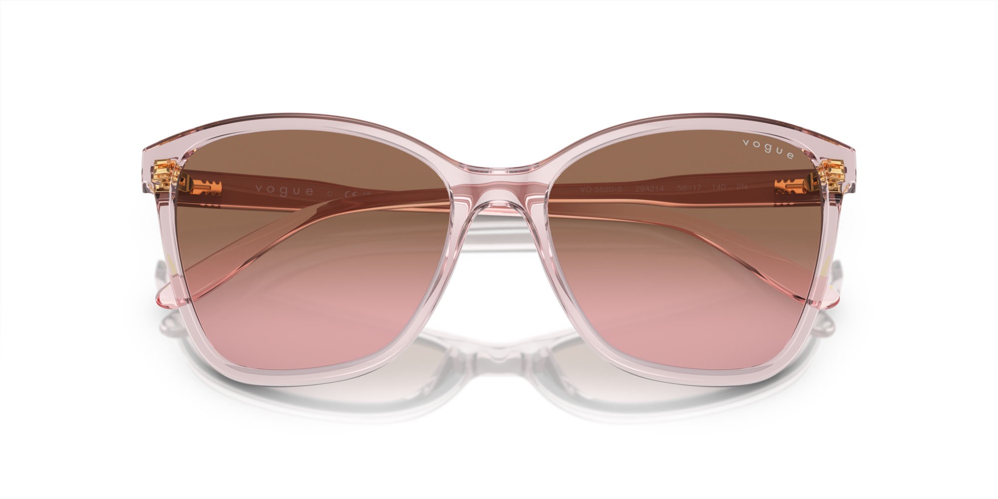 Occhiali da sole Vogue VO 5520S (294214) colore rosa trasparente forma farfalla lenti rosa sfumato marrone