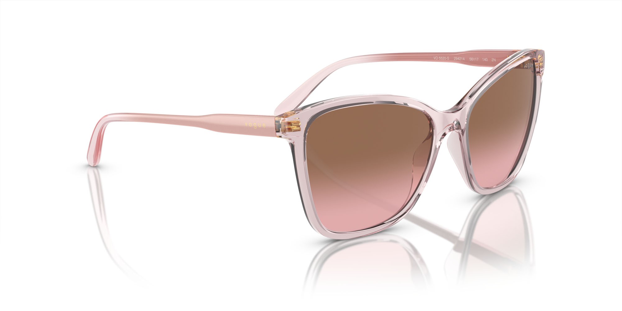 Occhiali da sole Vogue VO 5520S (294214) colore rosa trasparente forma farfalla lenti rosa sfumato marrone