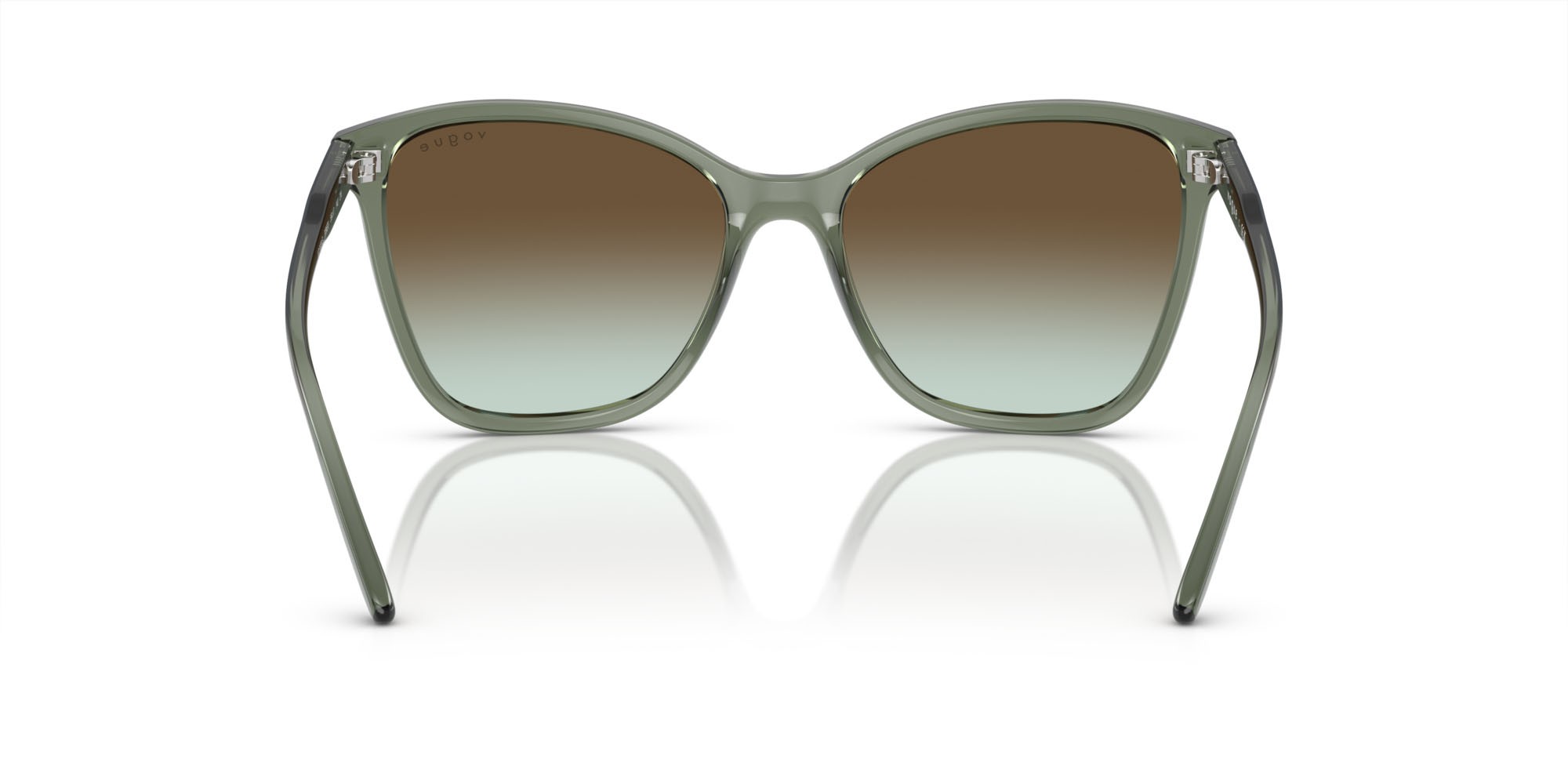 Occhiali da sole Vogue VO 5520S (3086E8) colore verde germano reale trasparente forma farfalla lenti verde sfumato marrone scuro