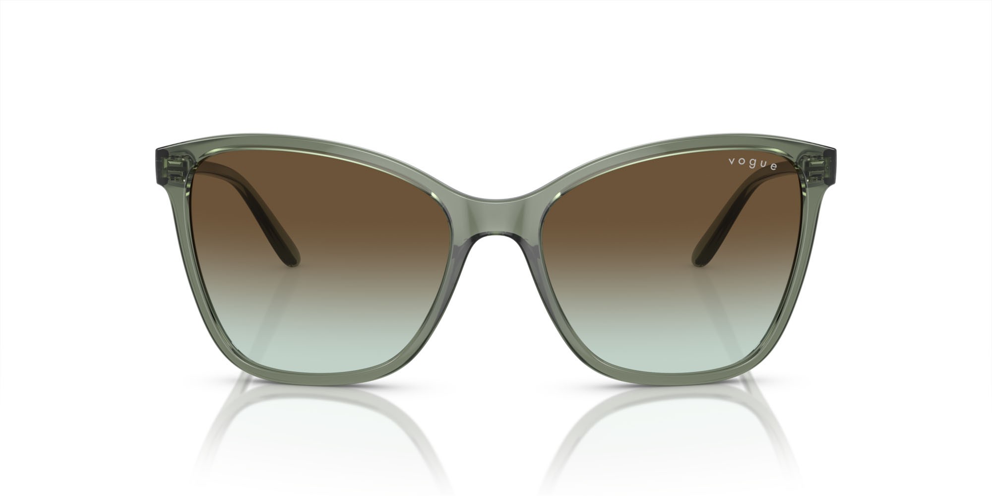 Occhiali da sole Vogue VO 5520S (3086E8) colore verde germano reale trasparente forma farfalla lenti verde sfumato marrone scuro