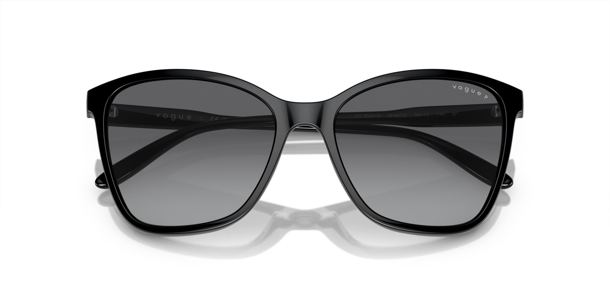 Occhiali da sole Vogue VO 5520S (W44/T3) colore nero forma farfalla lenti grigio sfumato polarizzata