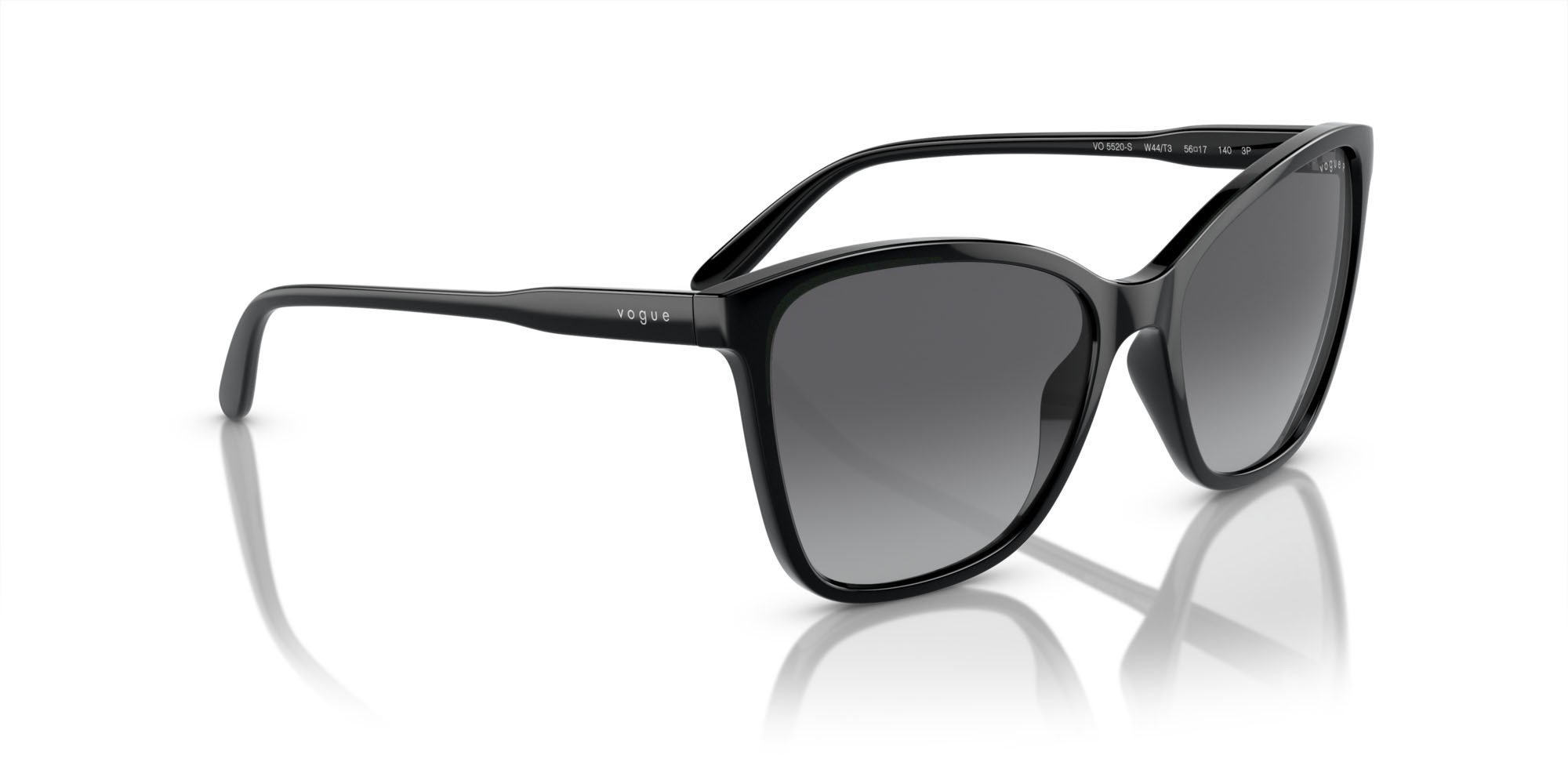 Occhiali da sole Vogue VO 5520S (W44/T3) colore nero forma farfalla lenti grigio sfumato polarizzata
